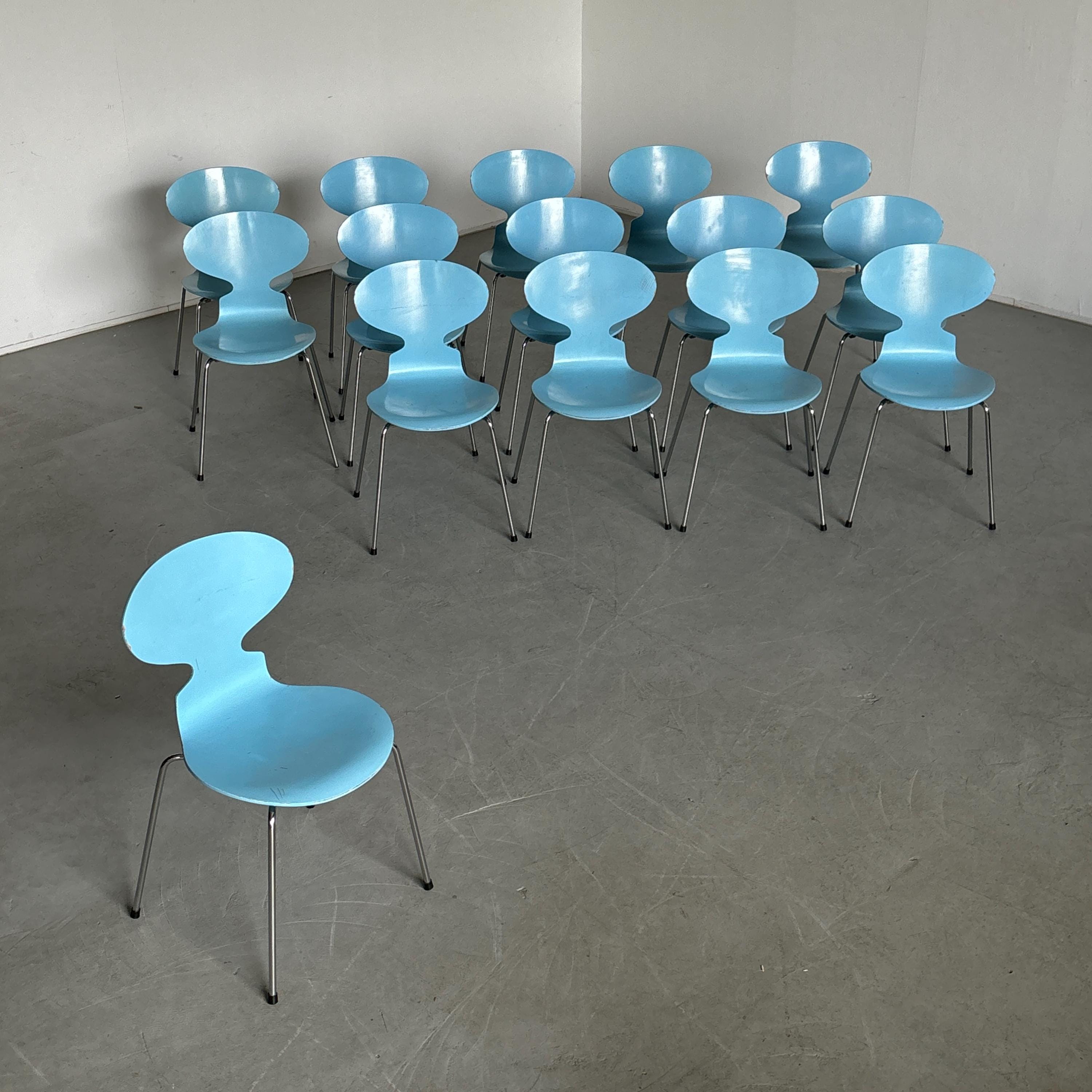 Model 3101 ‘Ant’ Chairs by Arne Jacobsen for Fritz Hansen, Light Blue