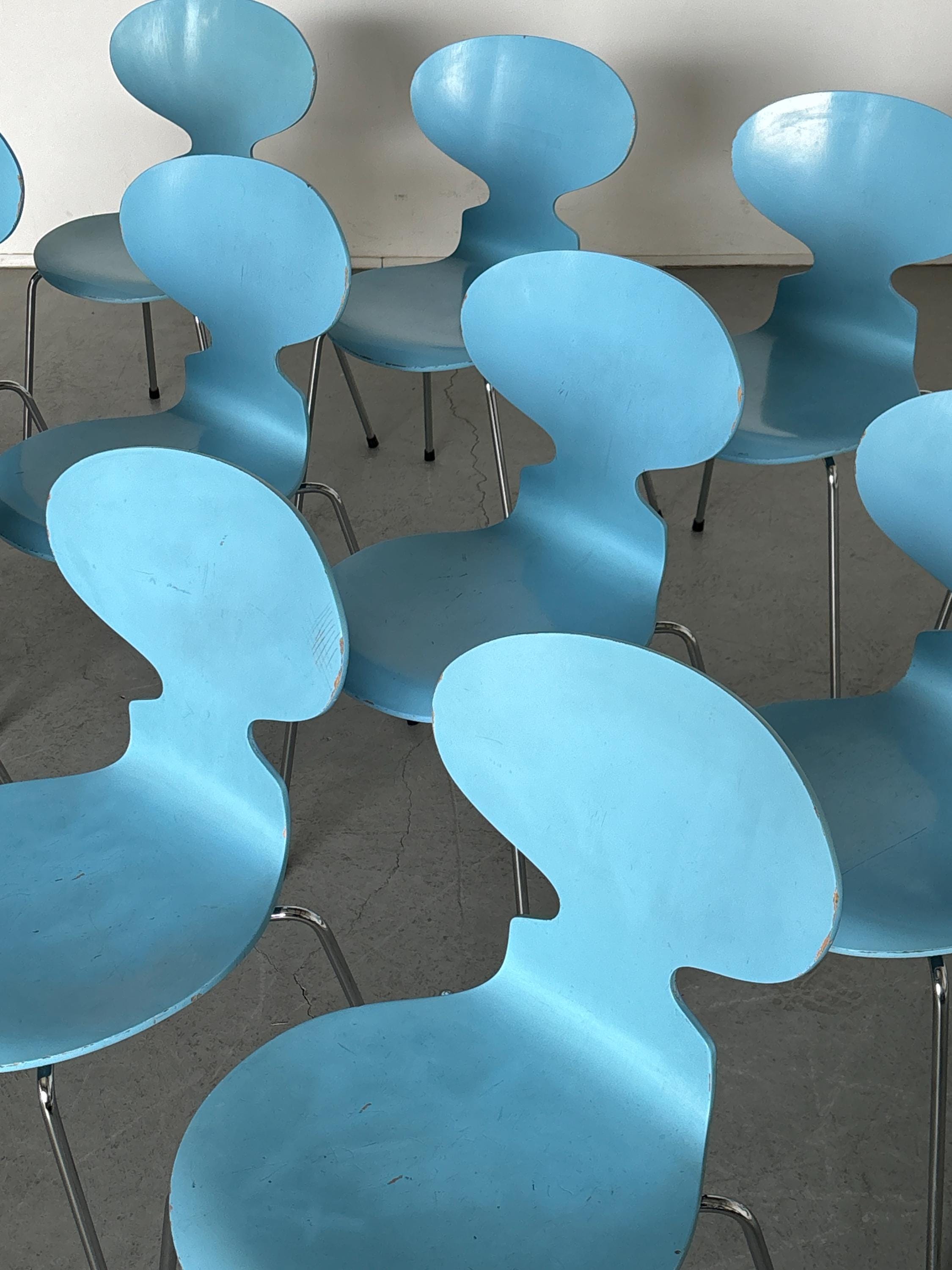 Model 3101 ‘Ant’ Chairs by Arne Jacobsen for Fritz Hansen, Light Blue