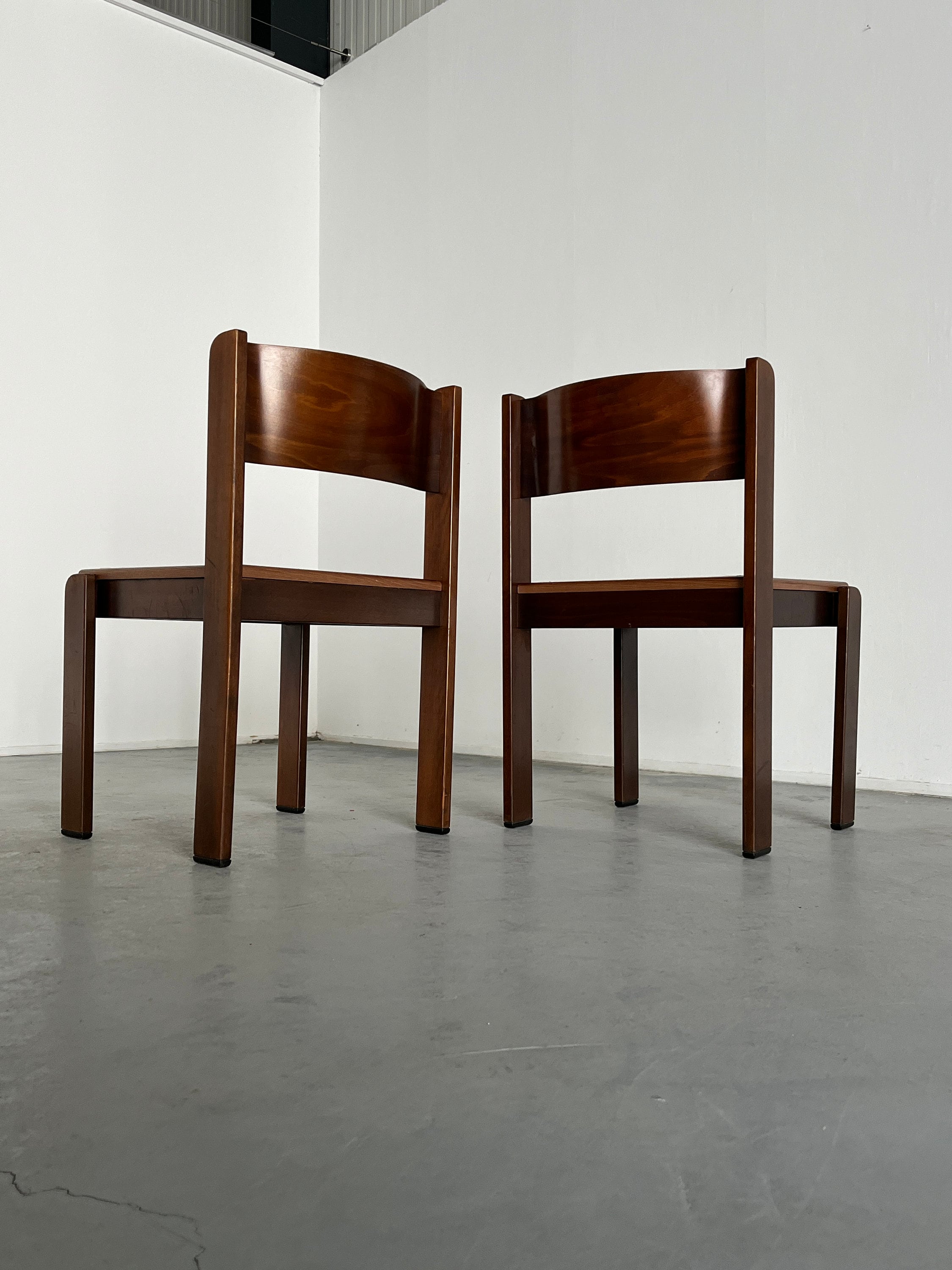 Constructivist Wooden Dining Chairs by Wiesner Hager, Pair