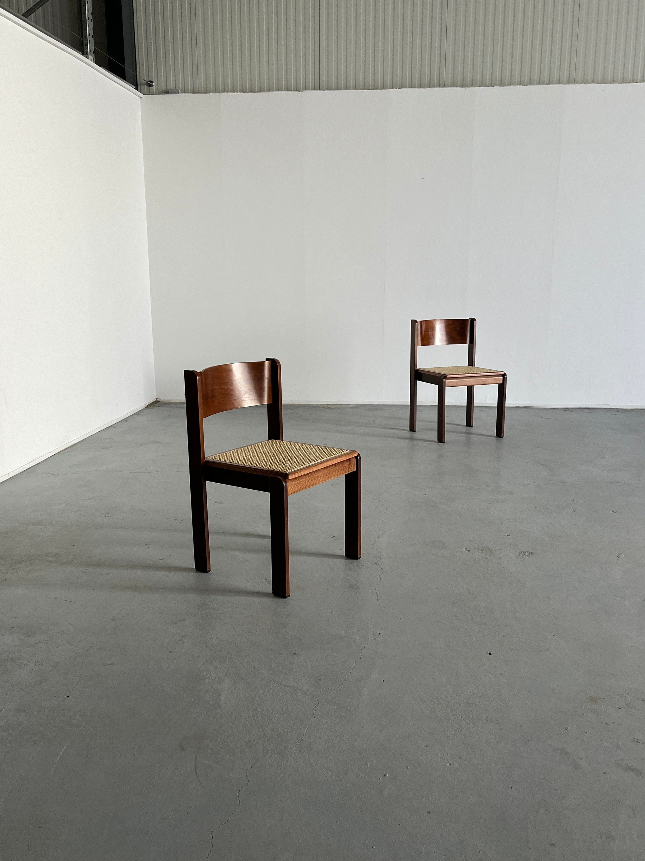 Constructivist Wooden Dining Chairs by Wiesner Hager, Pair