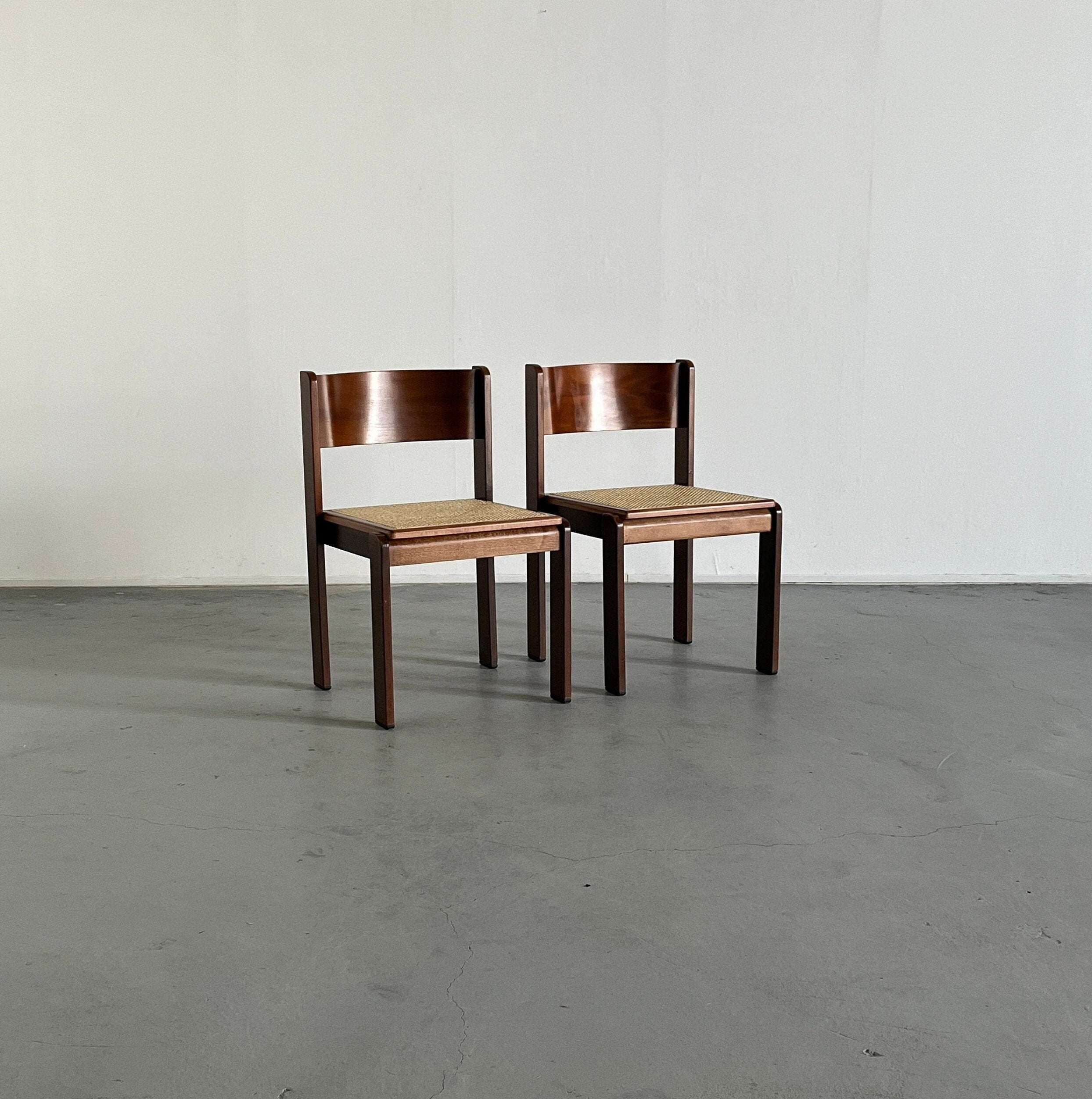 Constructivist Wooden Dining Chairs by Wiesner Hager, Pair