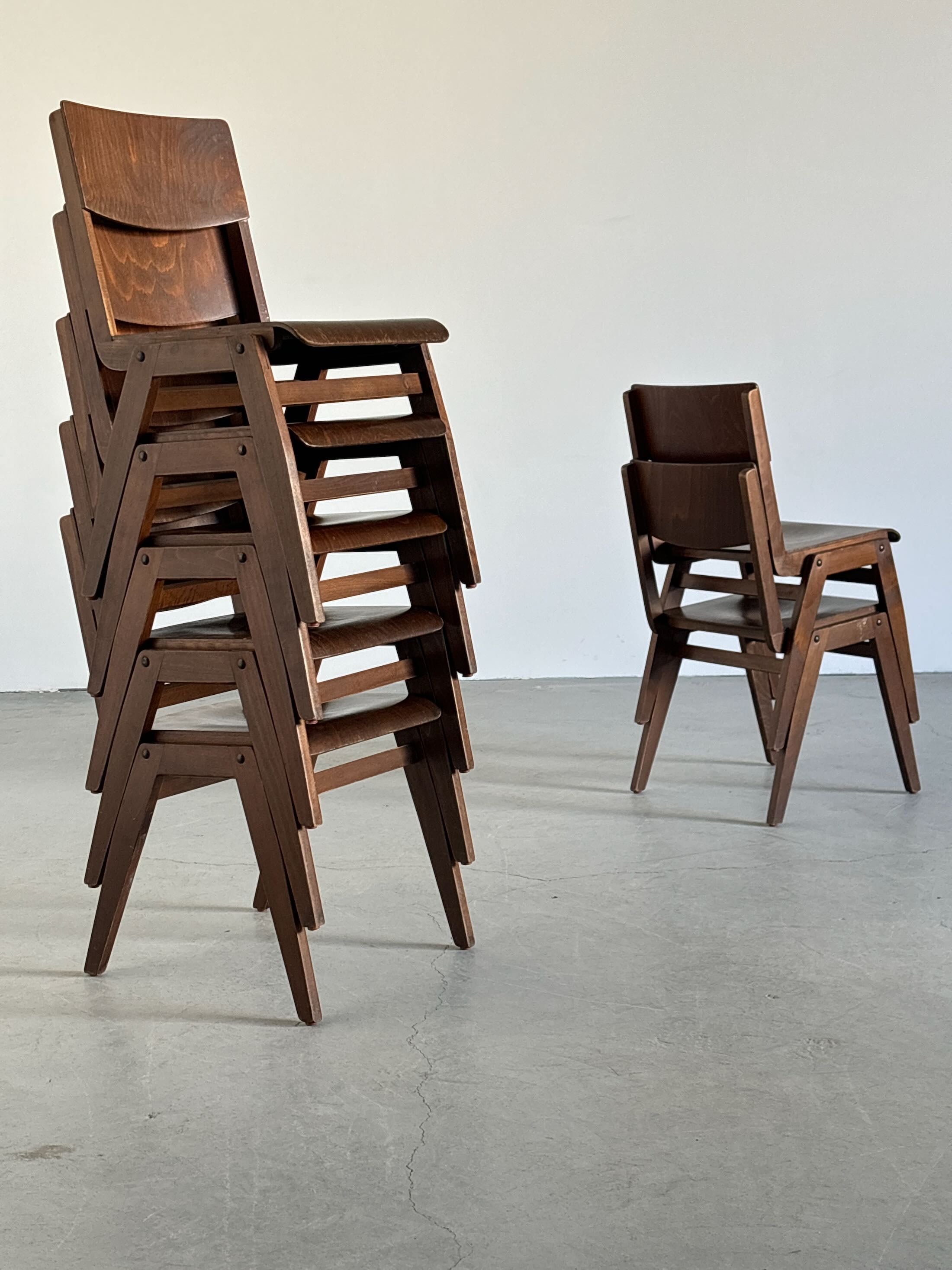 Bistro or Café Chairs in Stained Beechwood