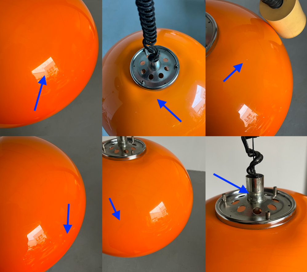 Orange ‘Burgos’ Pendant Lamp by Meblo for Harvey Guzzini