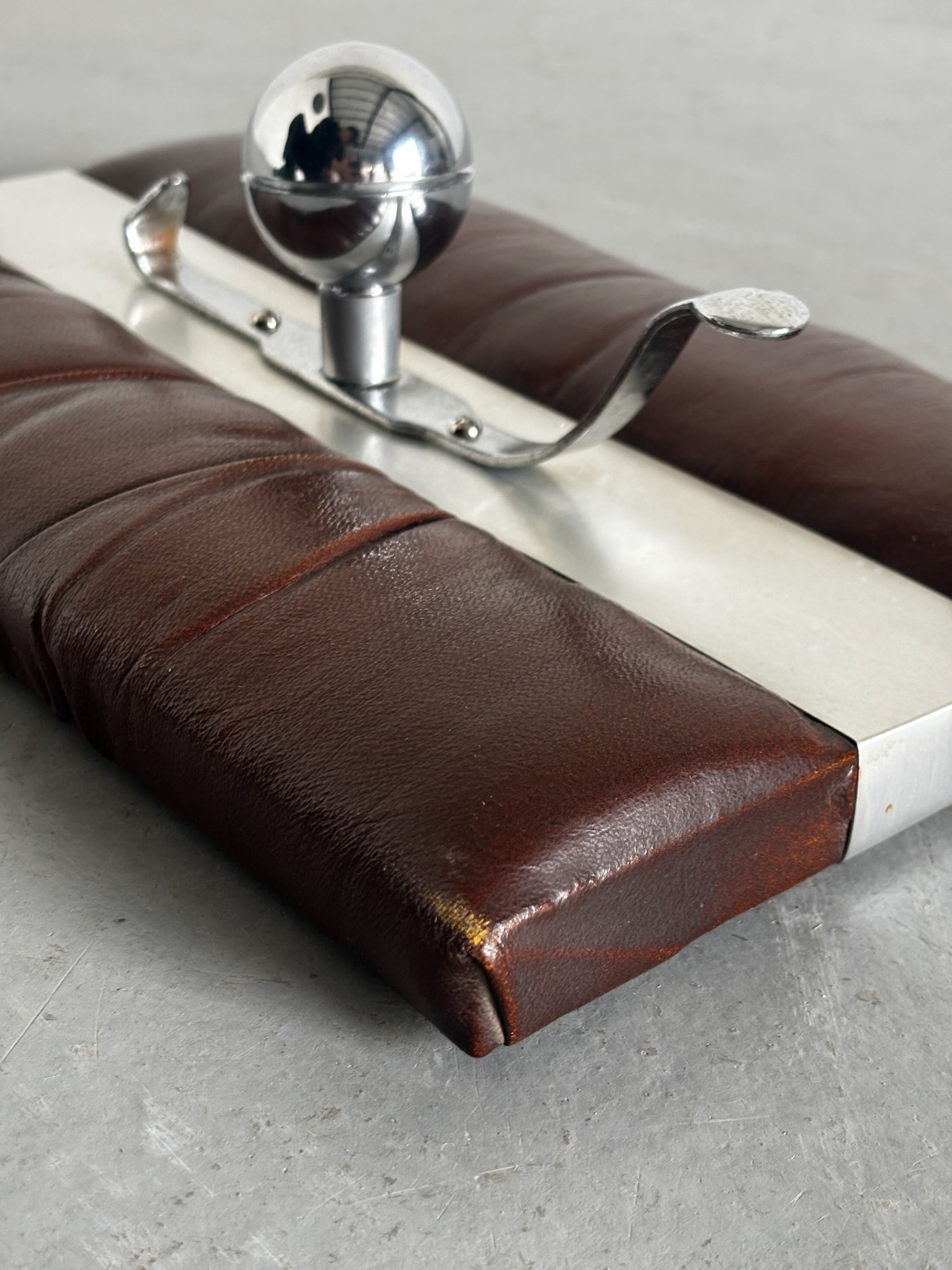 Wall-Mounted Coat Racks in Chrome and Leather