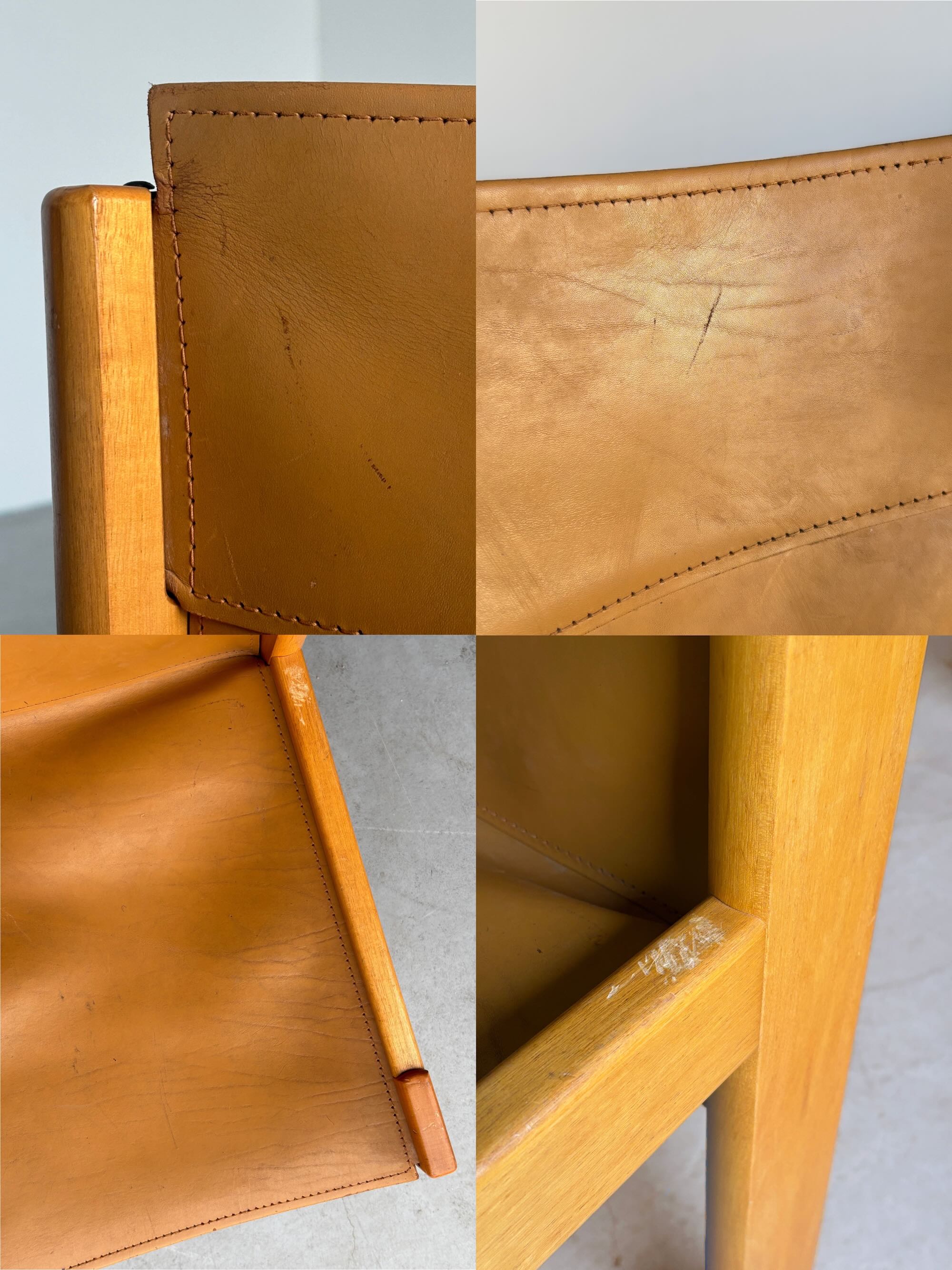 Saddle Leather and Beechwood Chairs by Ibisco Sedie