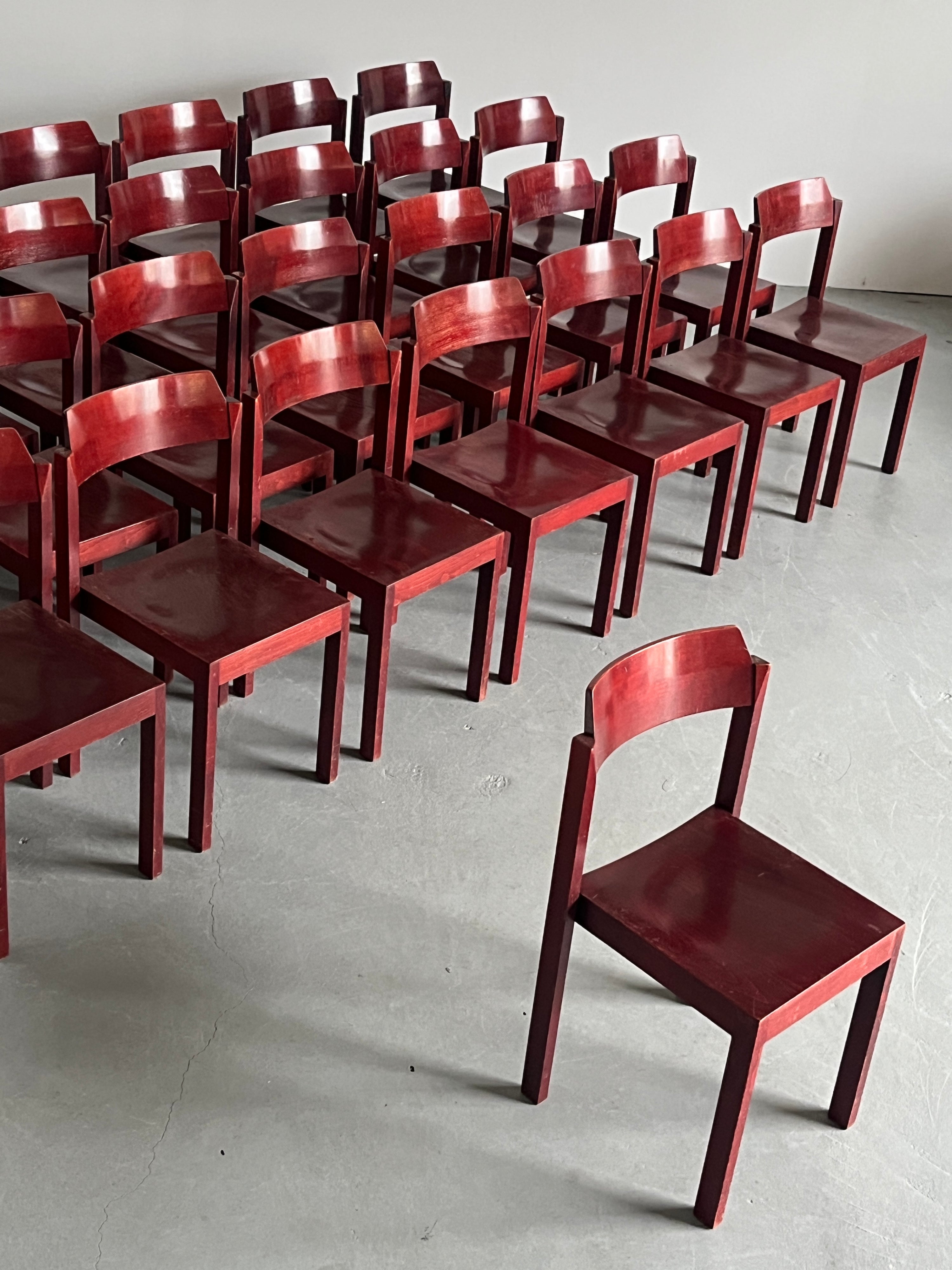 Constructivist Maroon Wooden Dining Chairs