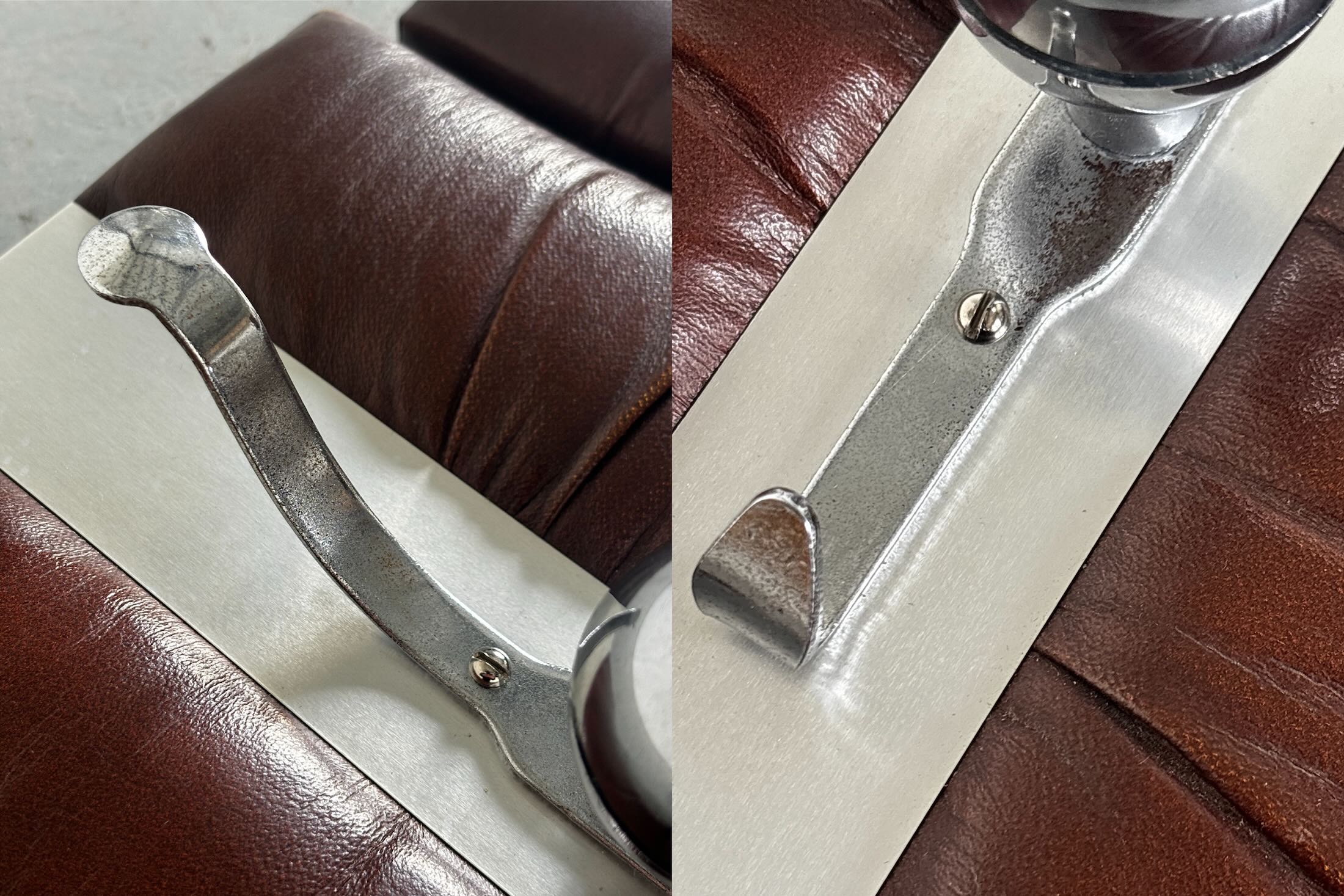 Wall-Mounted Coat Racks in Chrome and Leather