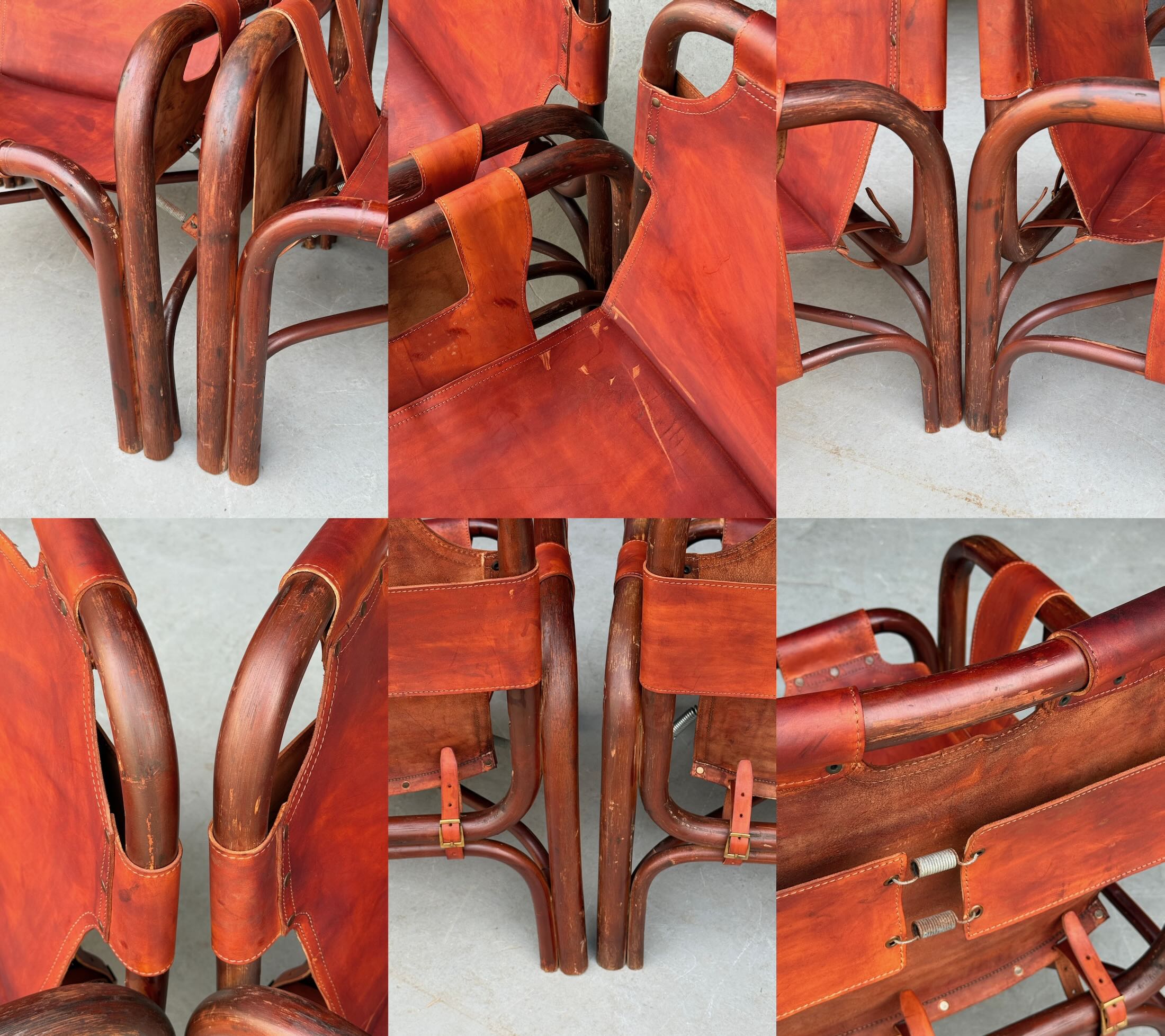 Tito Agnoli Leather Safari Chairs for Bonacina