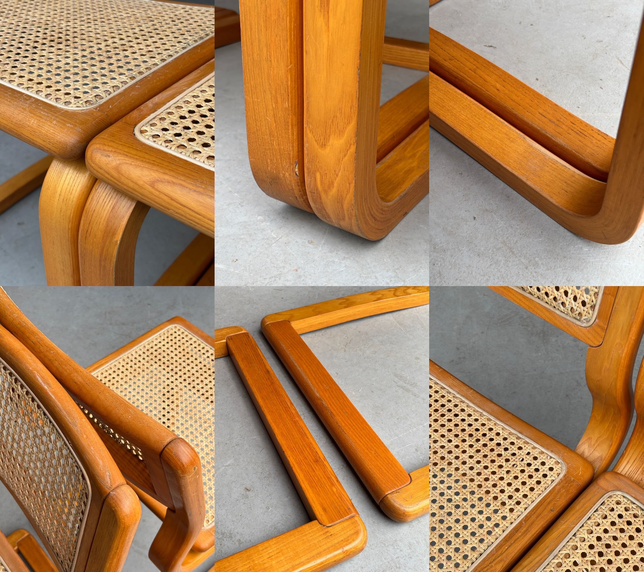 Bentwood Caned Cantilever Dining Chairs by Lübke