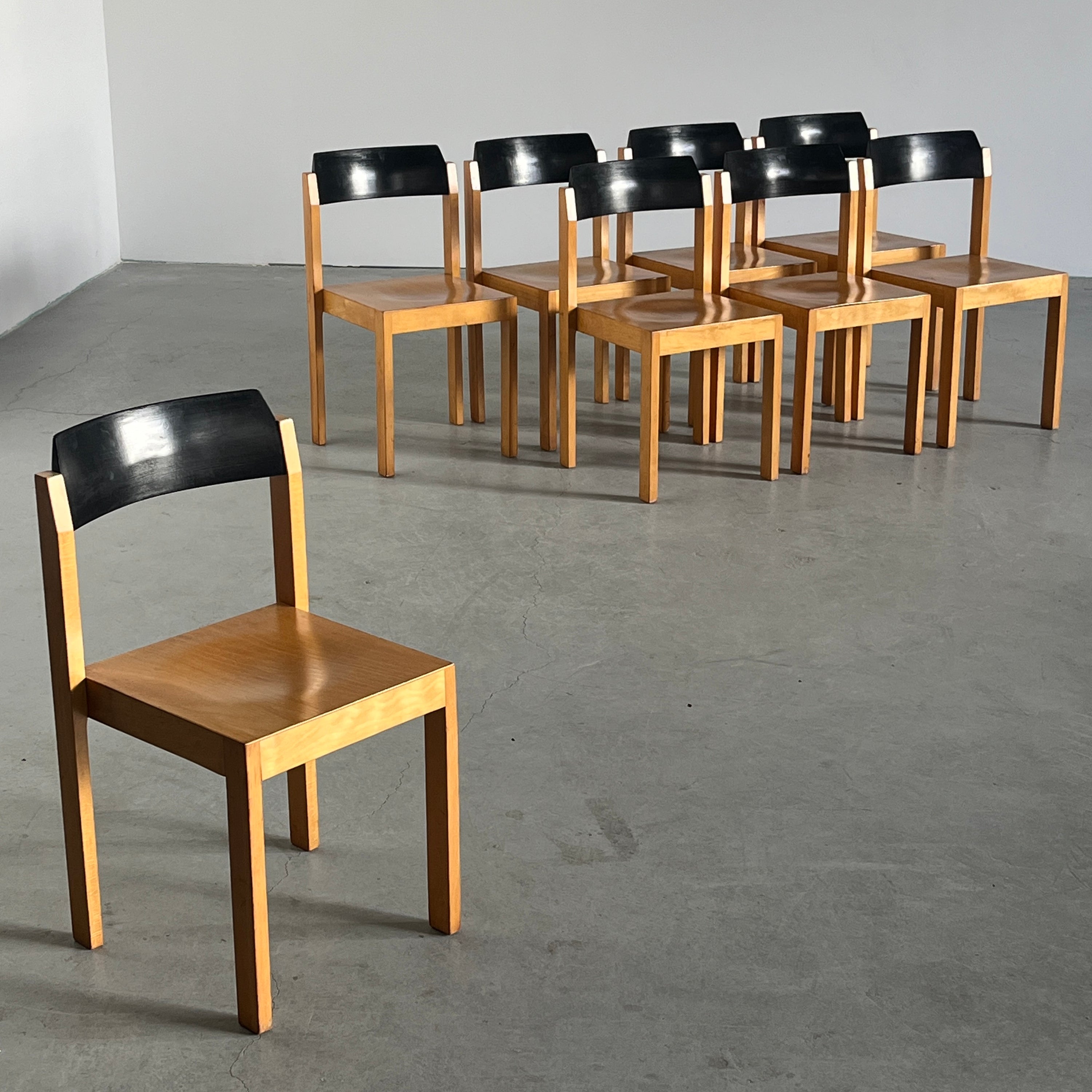 Minimalist Dining Chairs in Lacquered Beechwood