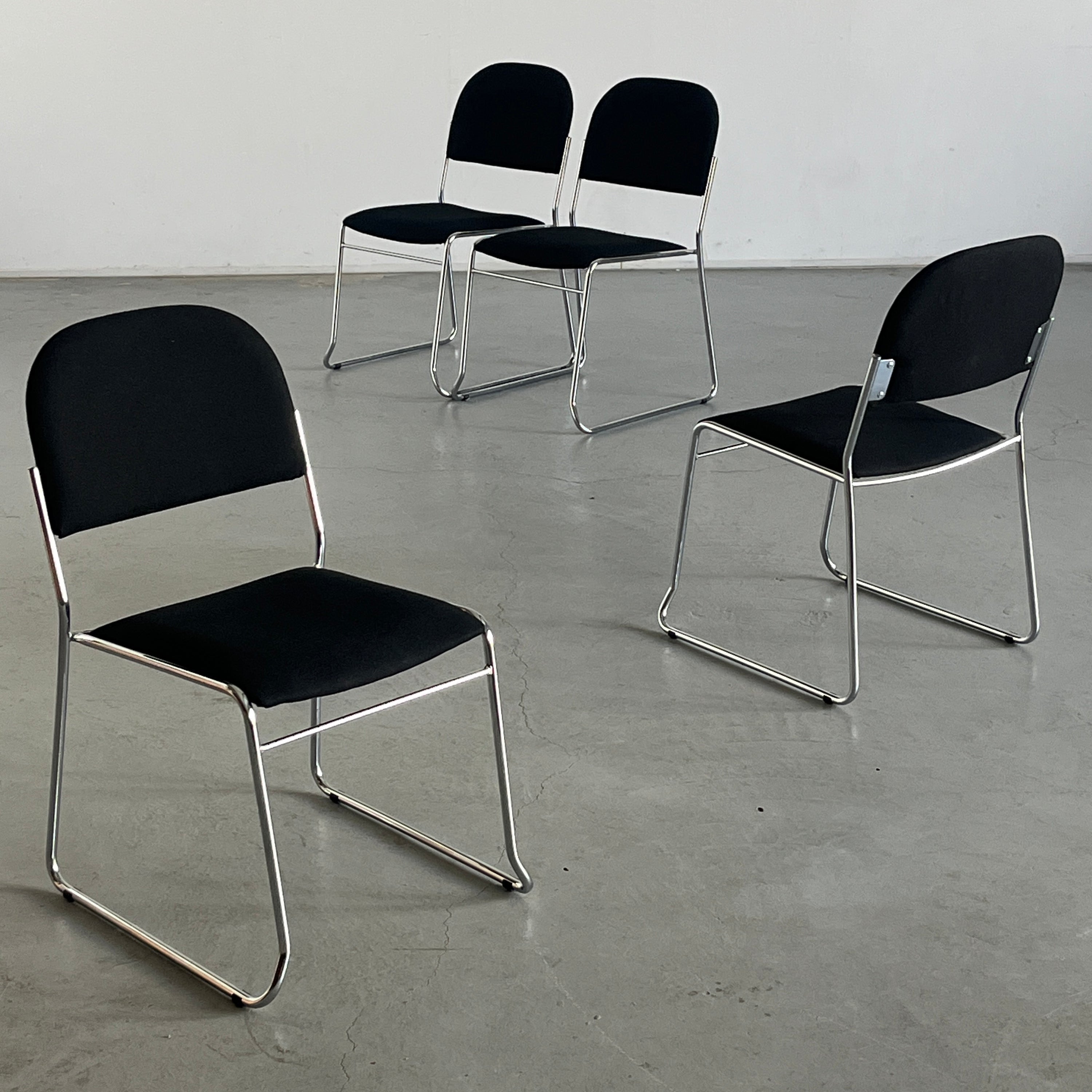 Minimalist Dining Chairs in Black Fabric