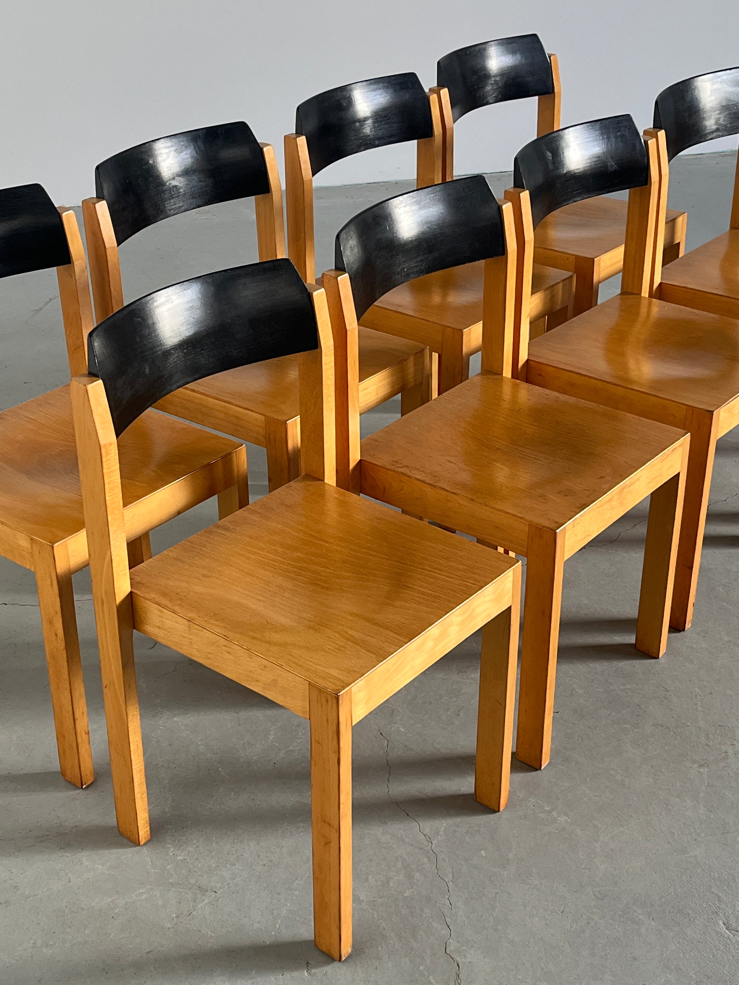 Minimalist Dining Chairs in Lacquered Beechwood
