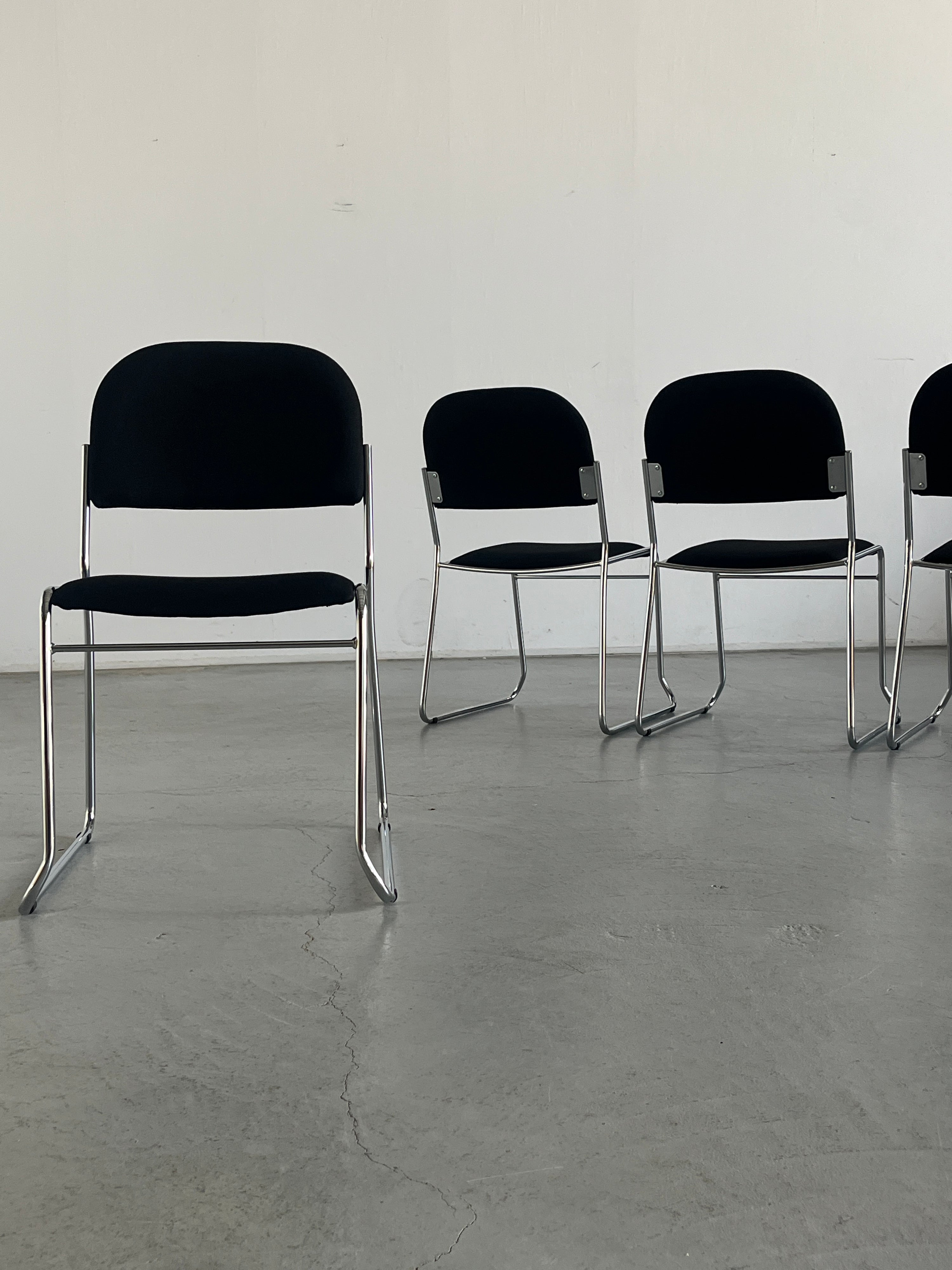 Minimalist Dining Chairs in Black Fabric