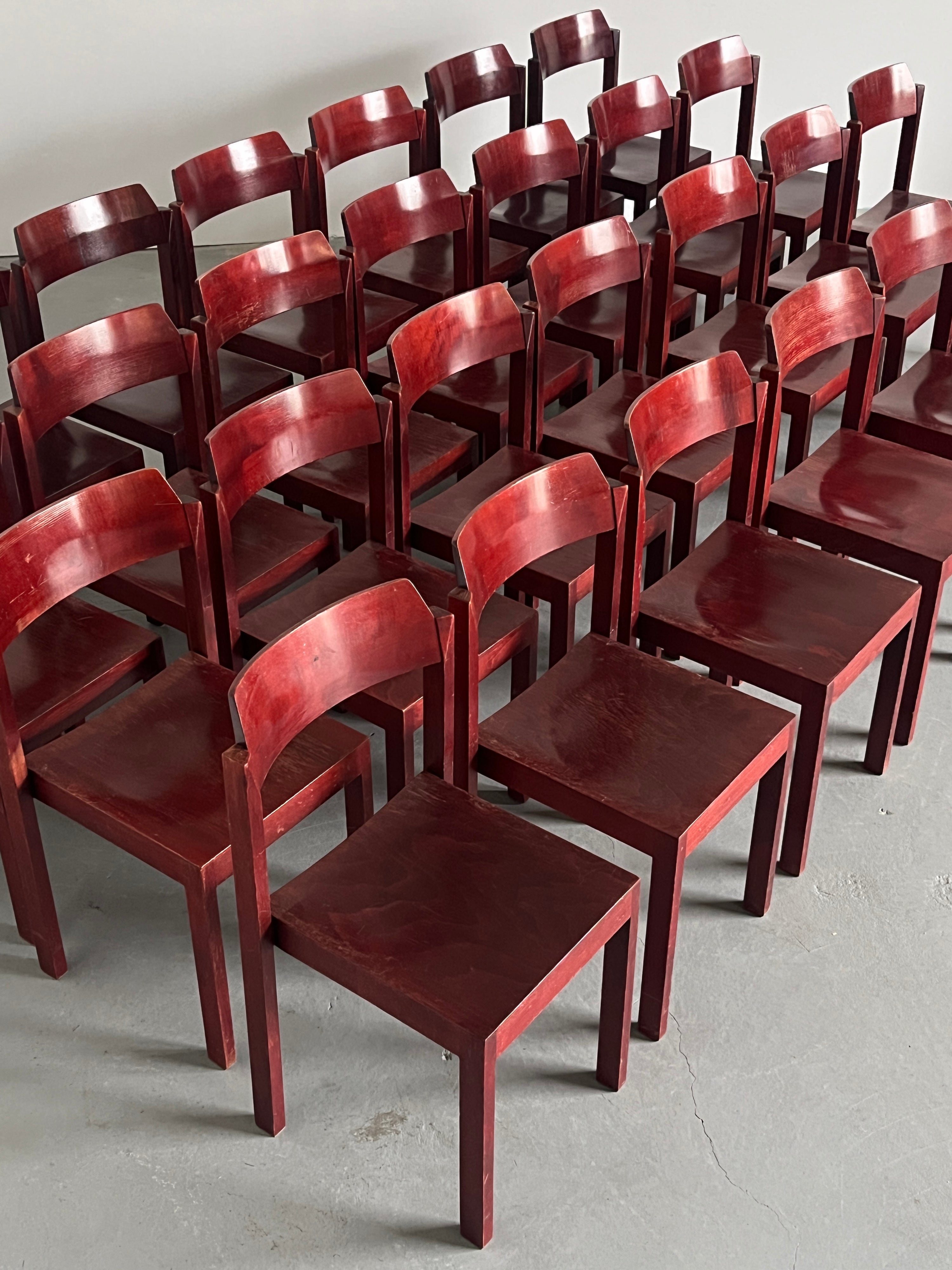 Constructivist Maroon Wooden Dining Chairs