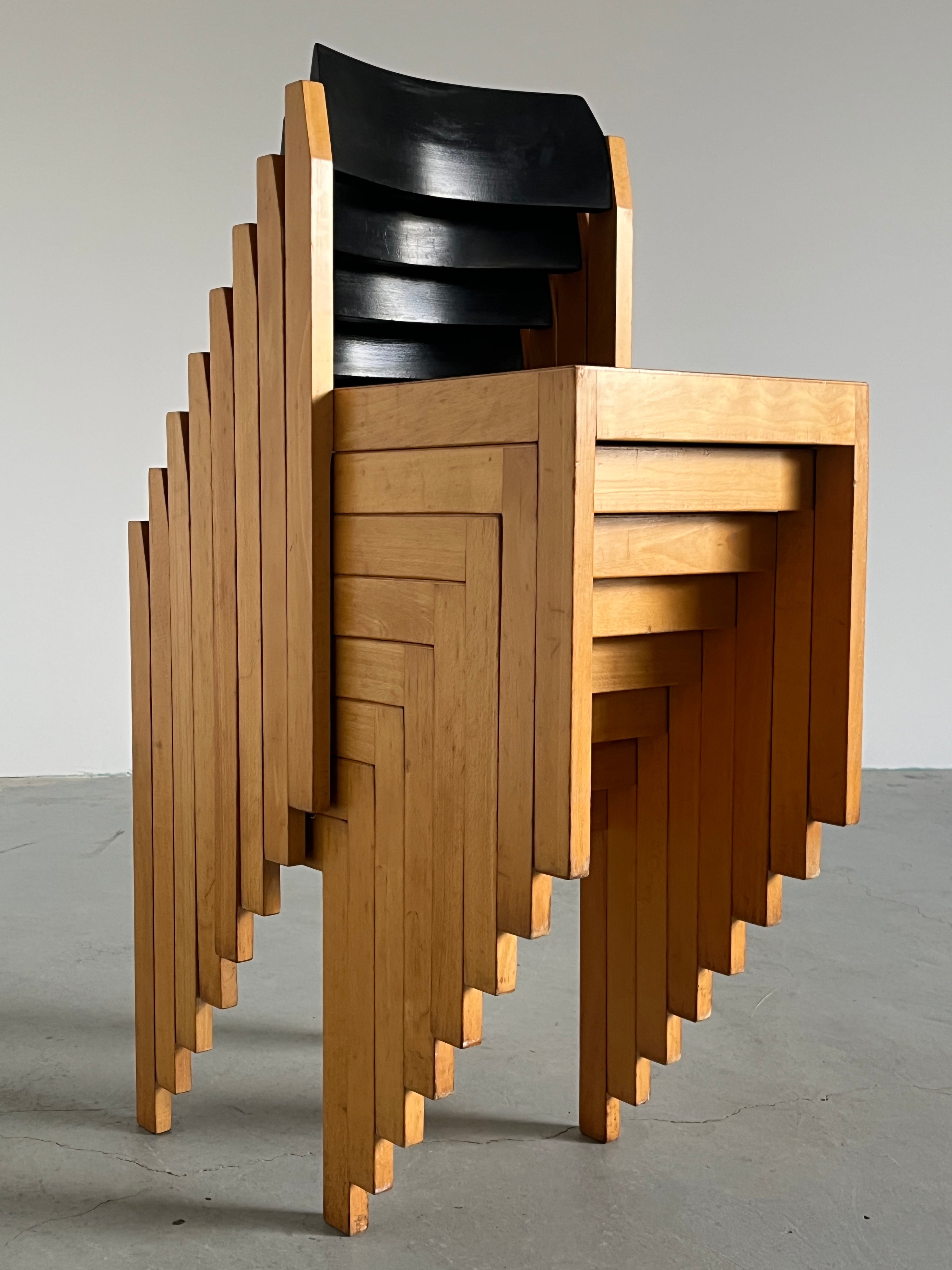 Minimalist Dining Chairs in Lacquered Beechwood