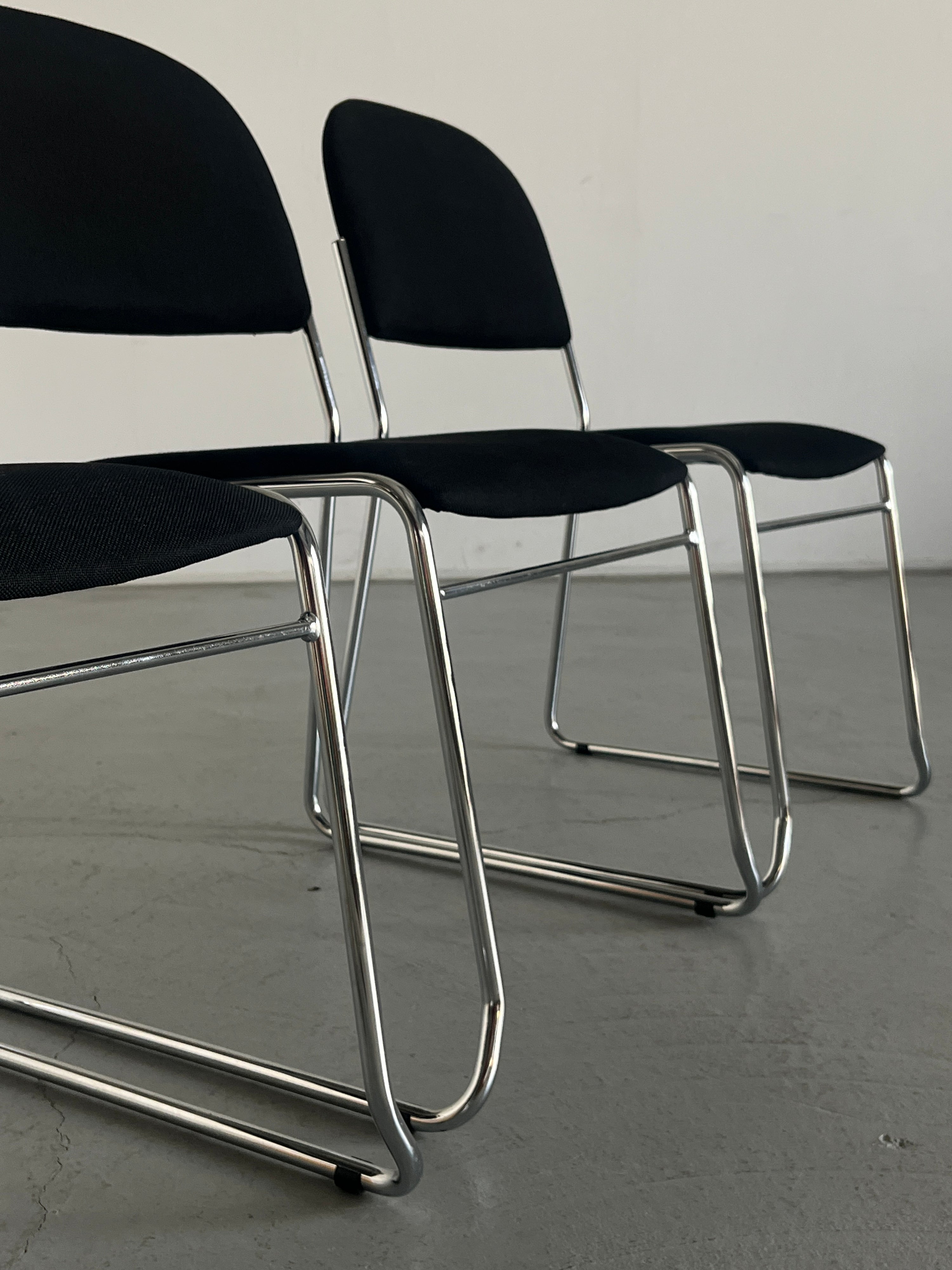 Minimalist Dining Chairs in Black Fabric