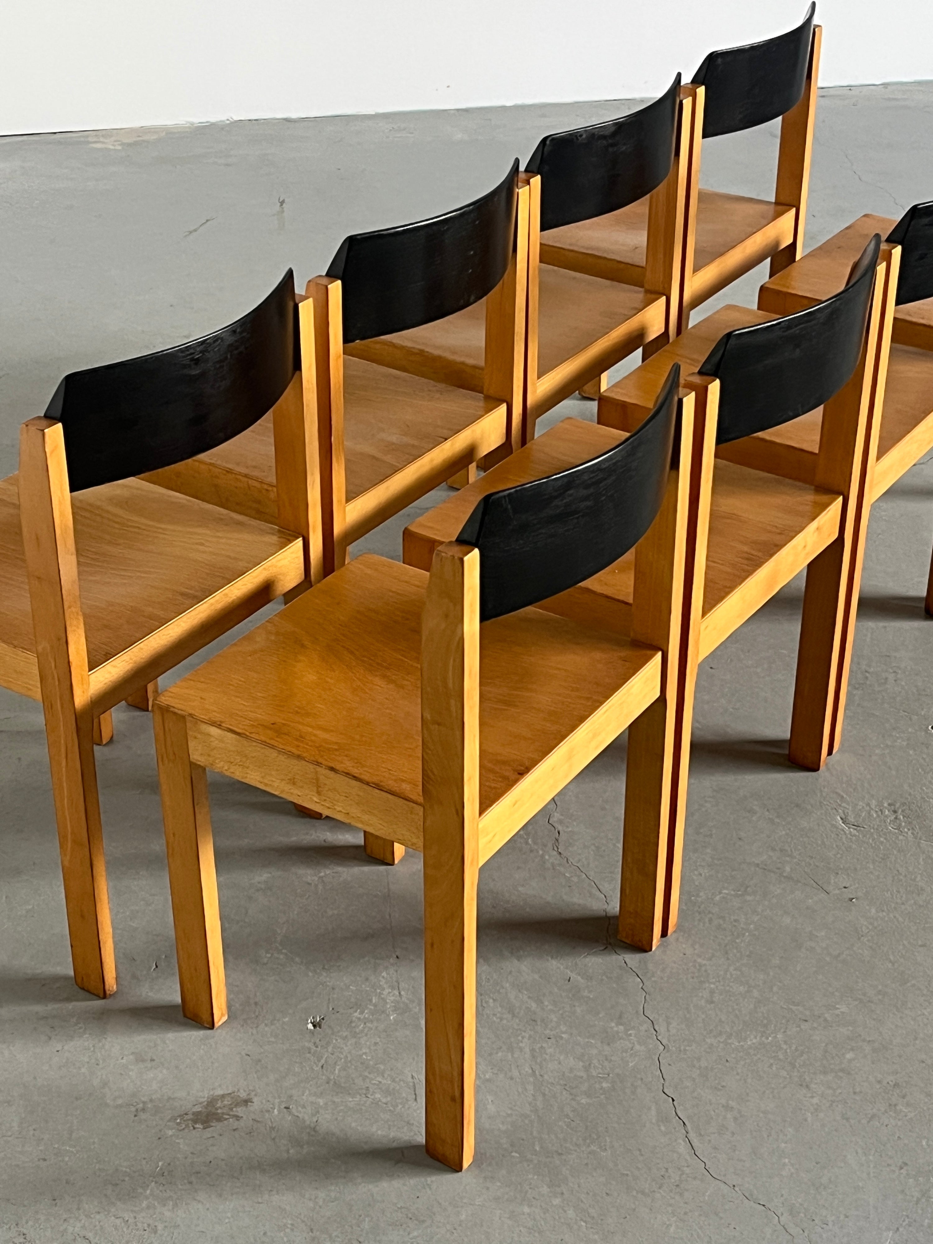 Minimalist Dining Chairs in Lacquered Beechwood