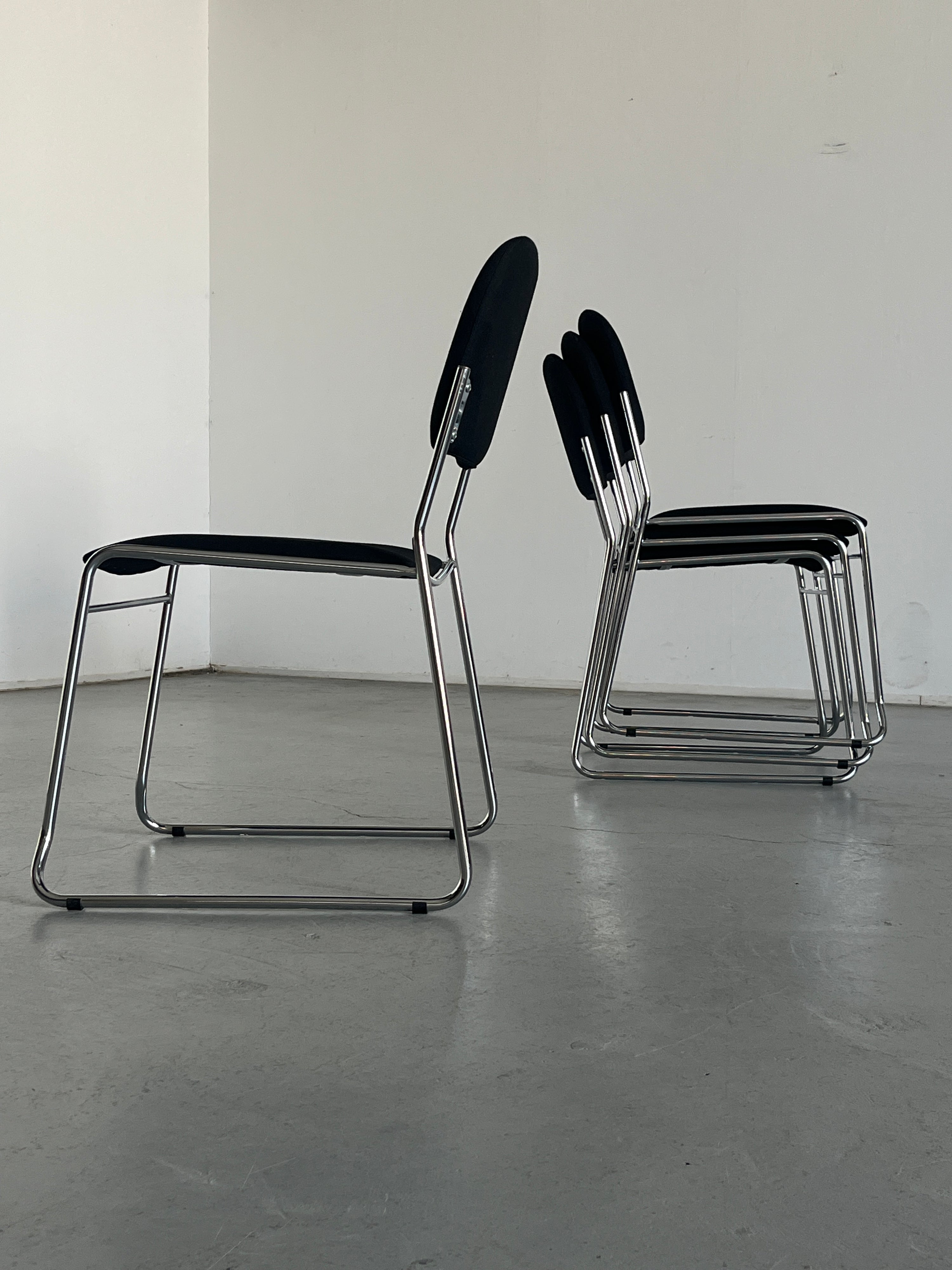 Minimalist Dining Chairs in Black Fabric