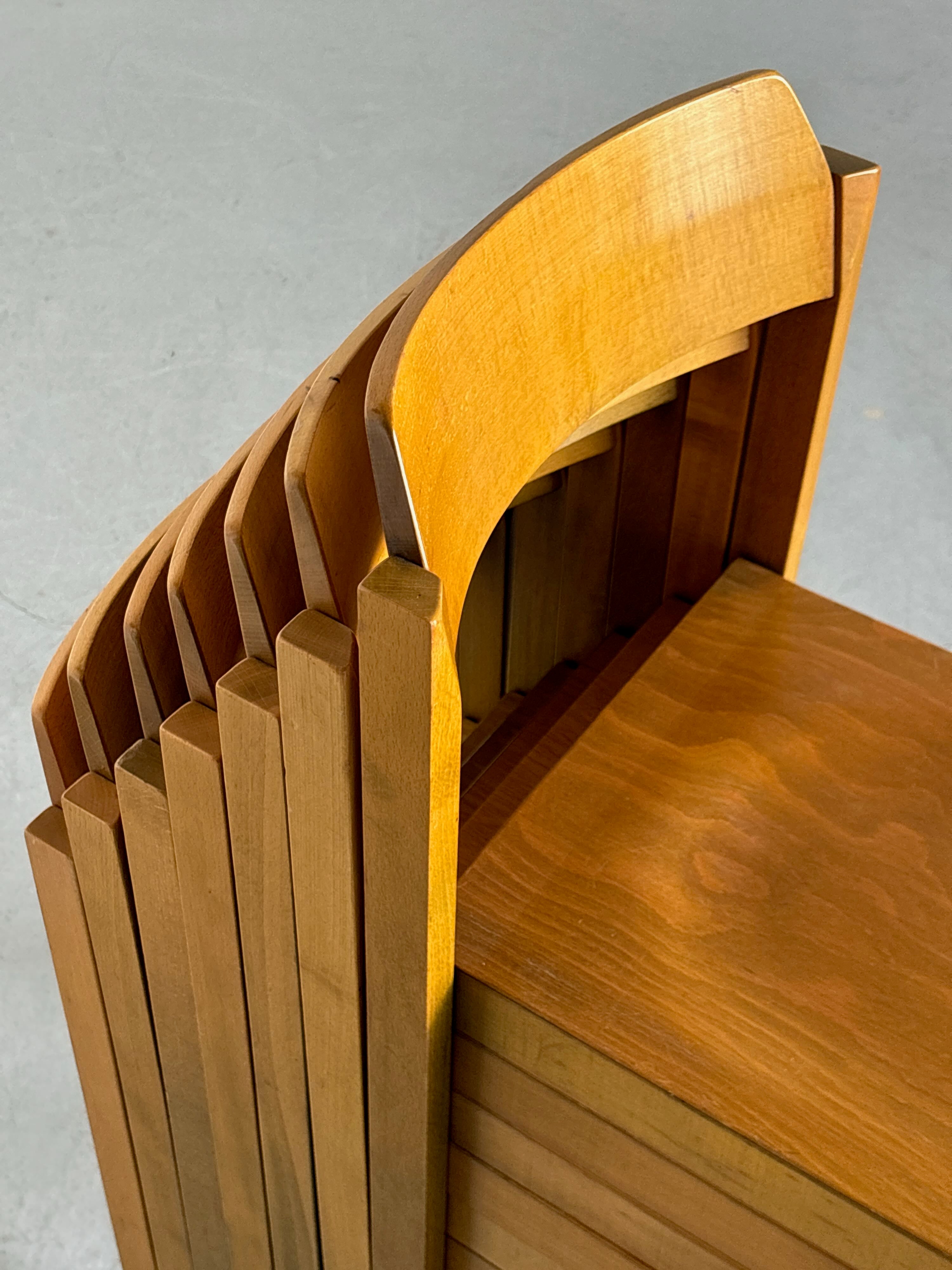 Stackable Constructivist Patinated Wooden Dining Chairs