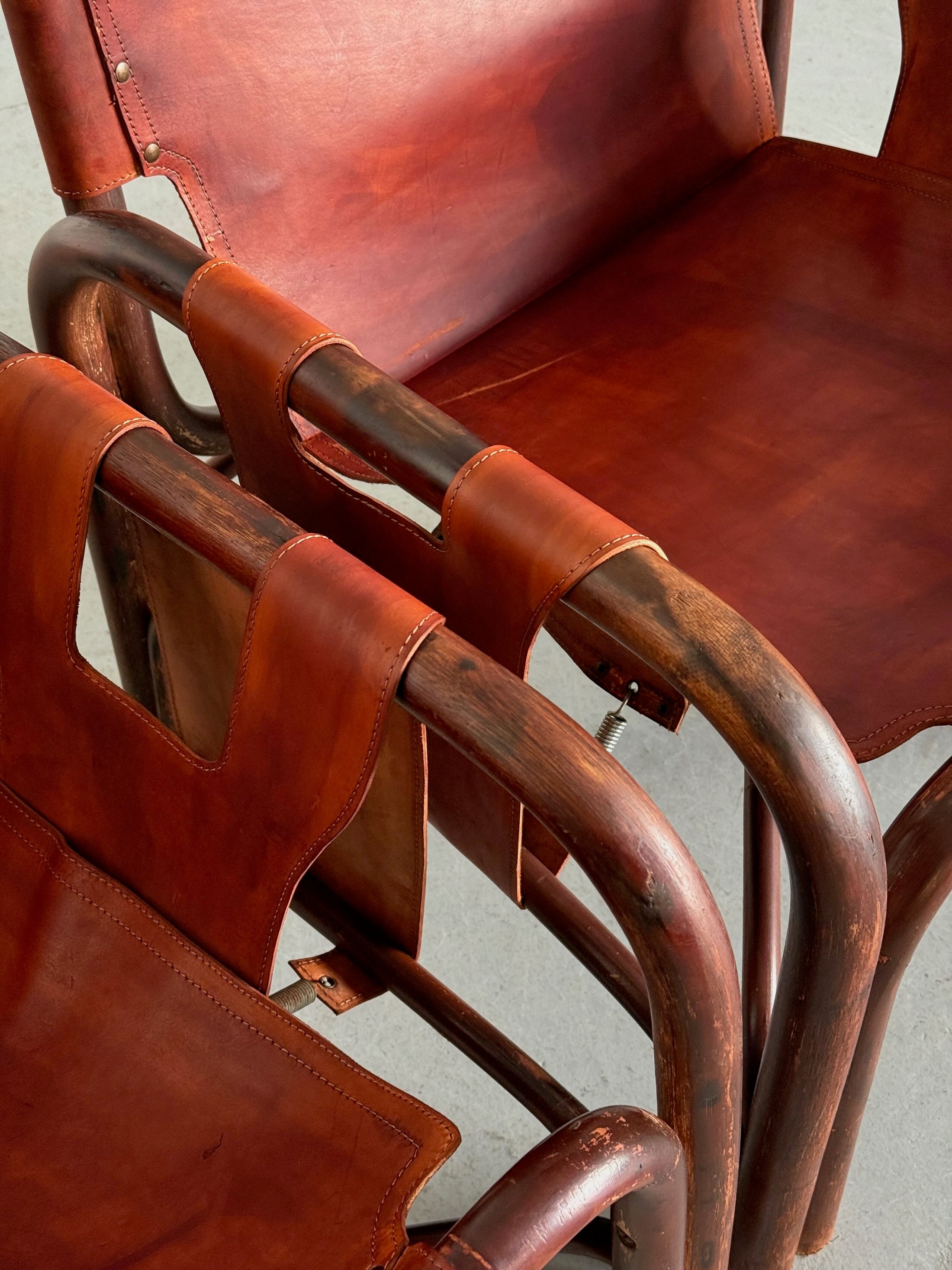 Tito Agnoli Leather Safari Chairs for Bonacina