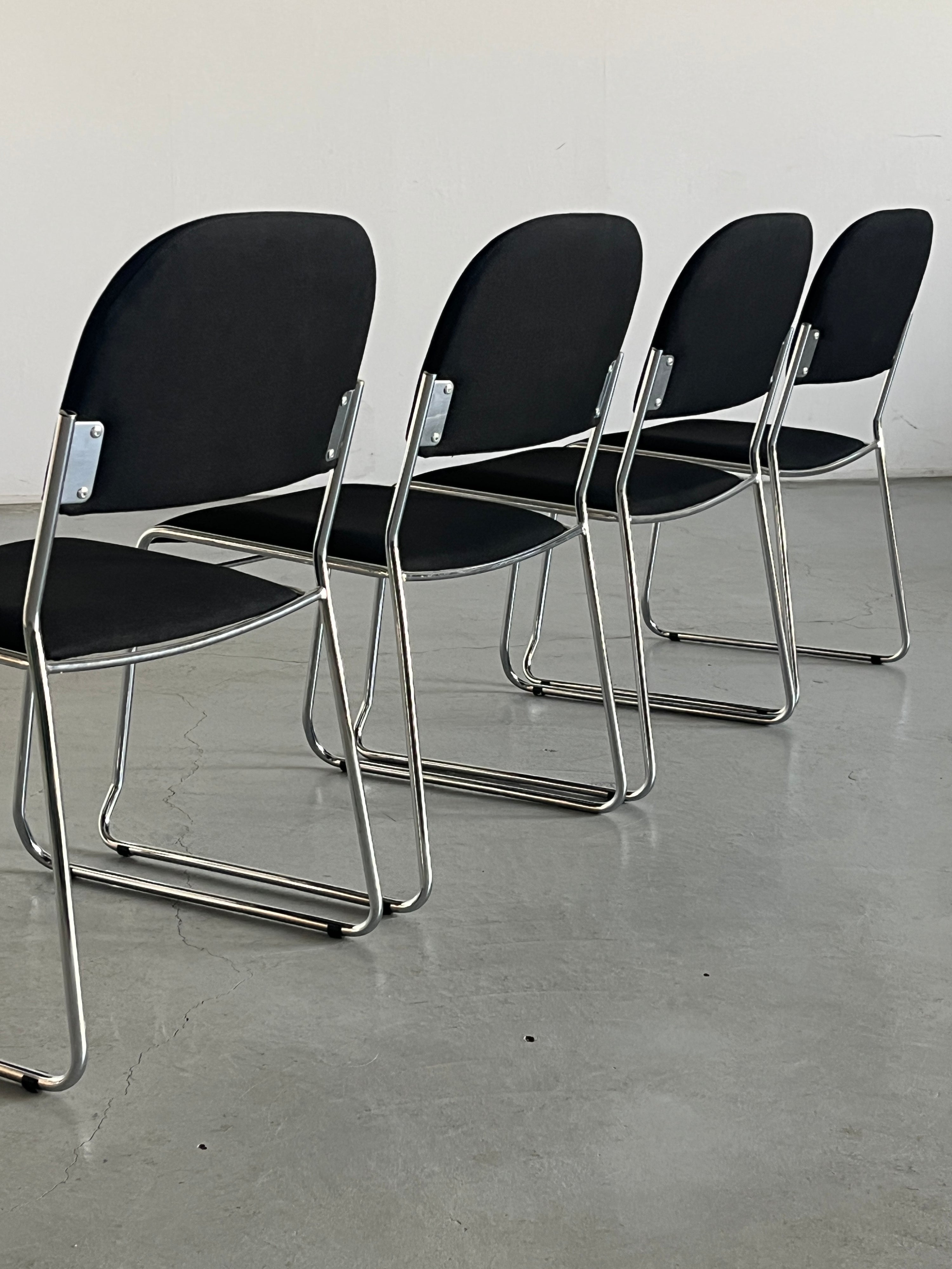 Minimalist Dining Chairs in Black Fabric