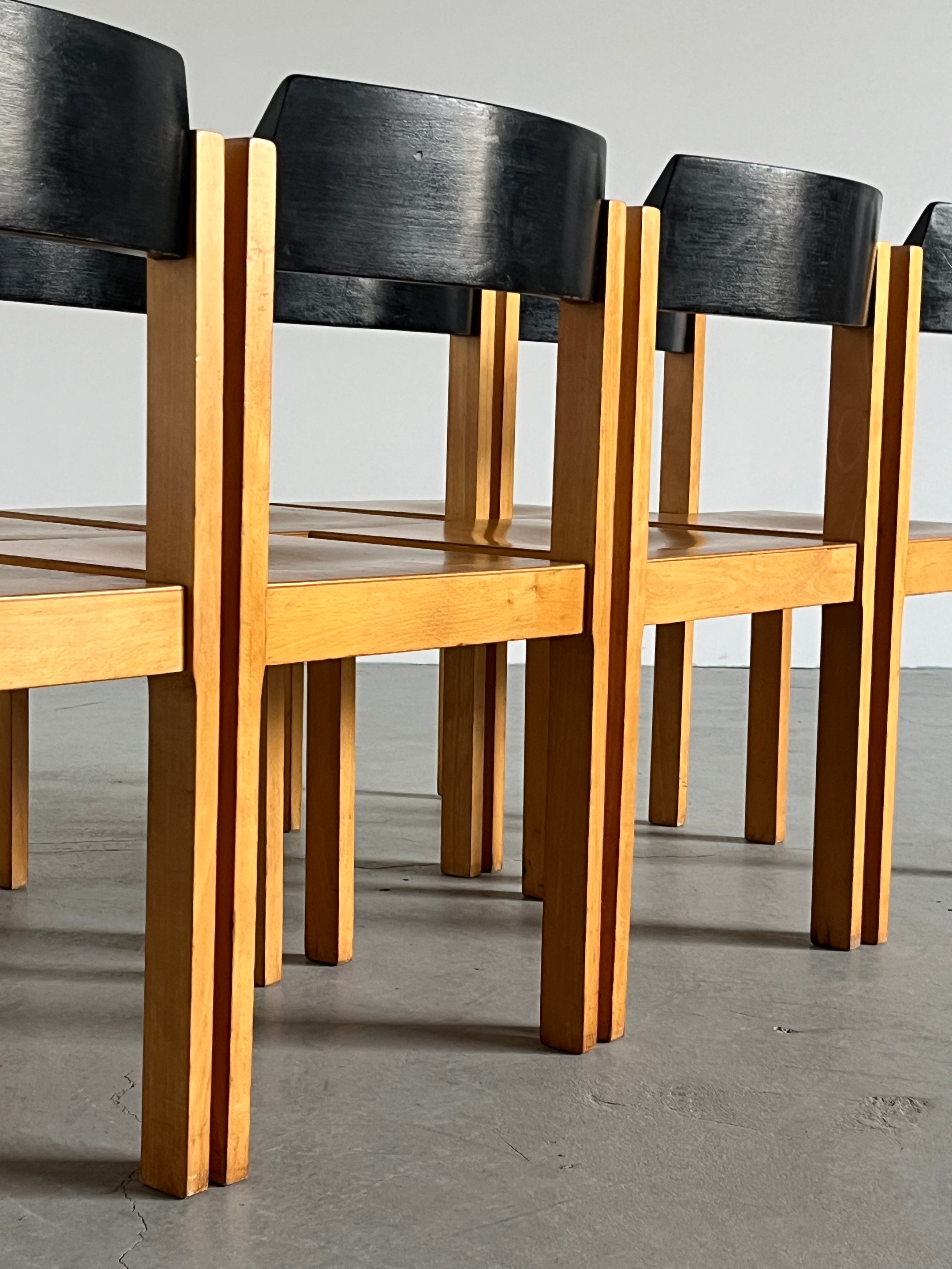 Minimalist Dining Chairs in Lacquered Beechwood
