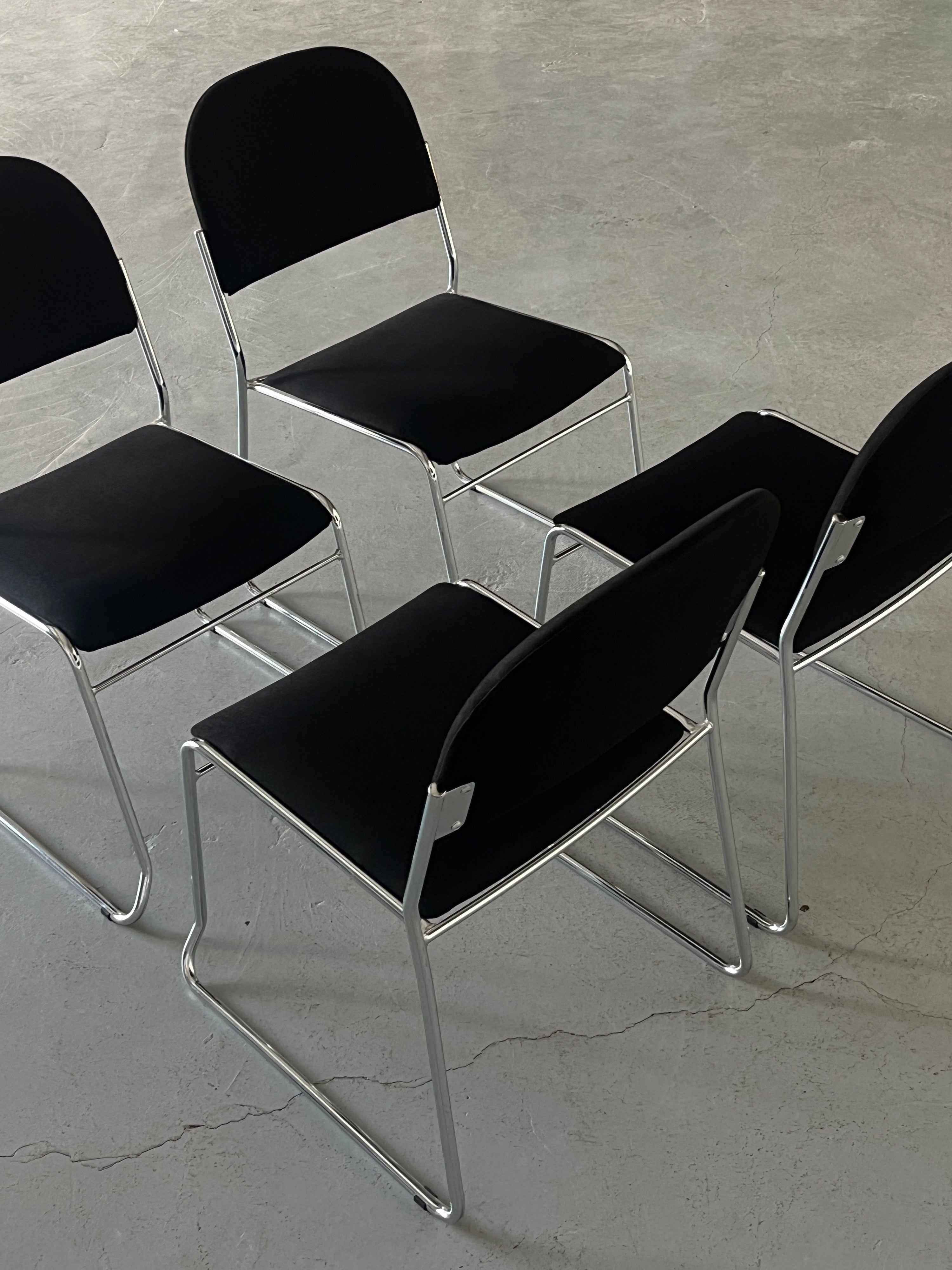 Minimalist Dining Chairs in Black Fabric