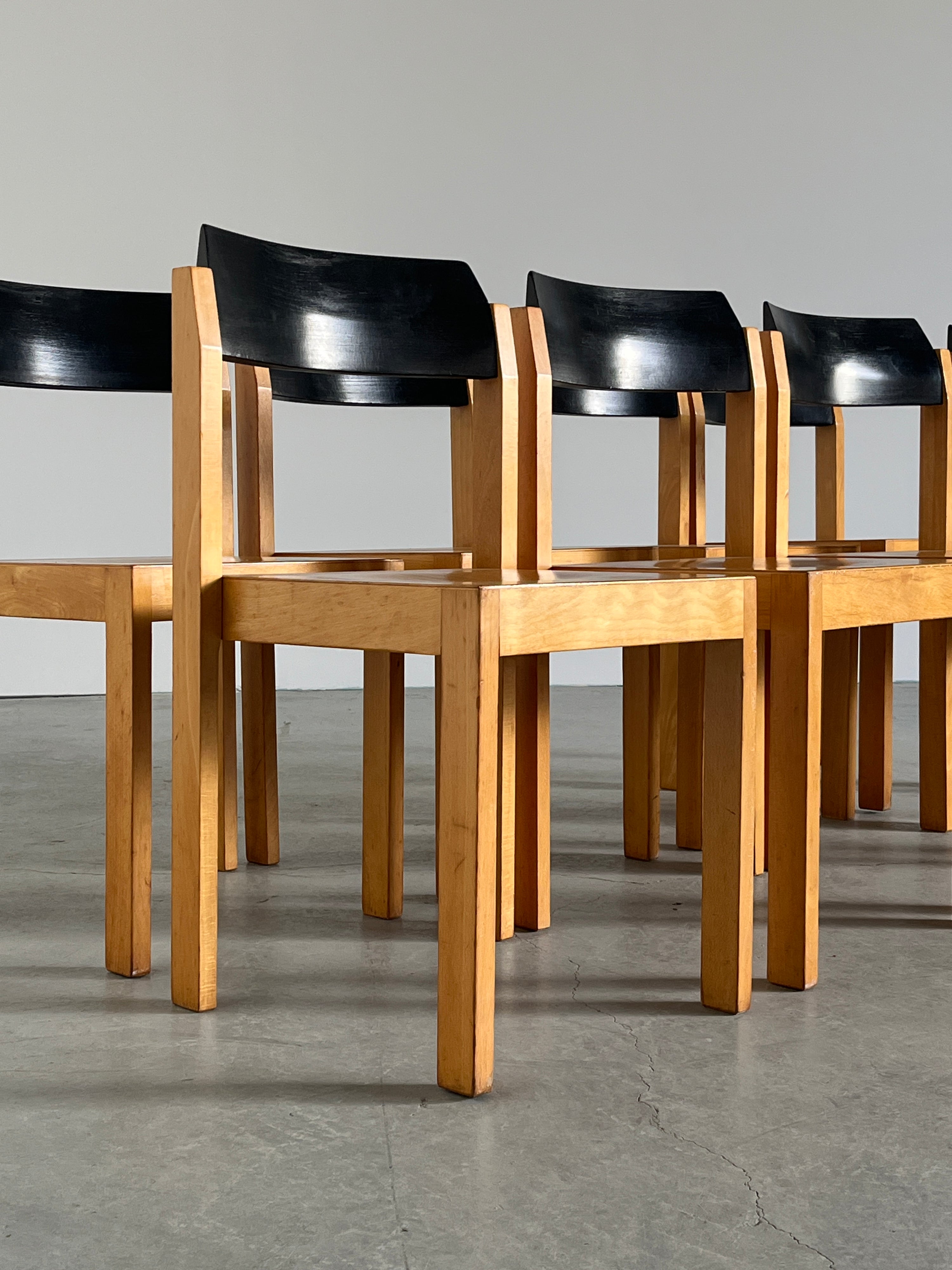 Minimalist Dining Chairs in Lacquered Beechwood
