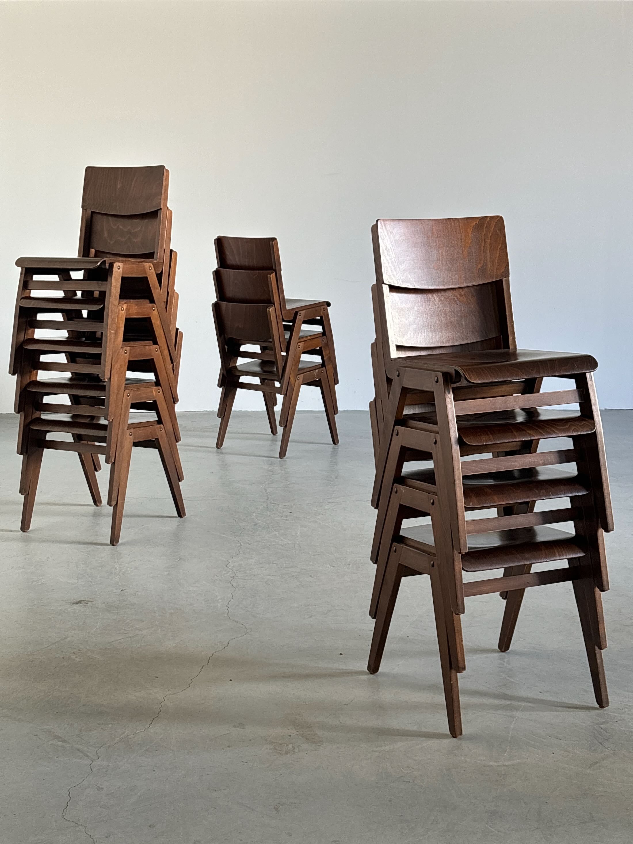 Bistro or Café Chairs in Stained Beechwood