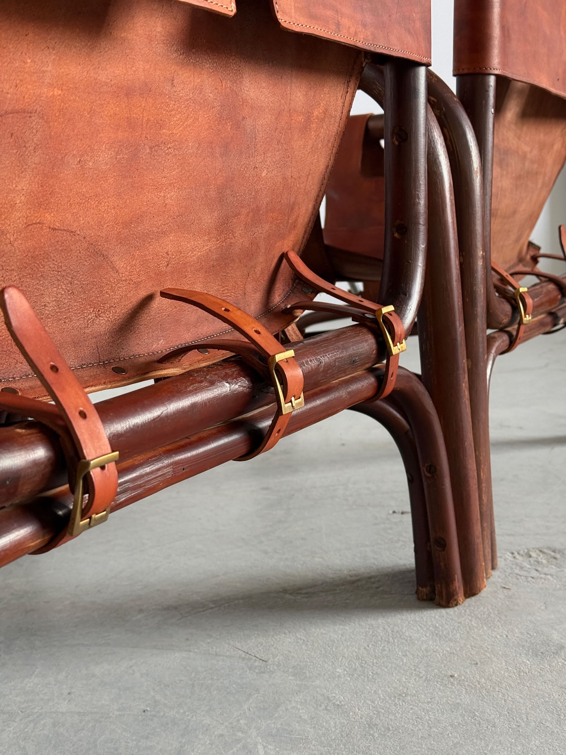 Tito Agnoli Leather Safari Chairs for Bonacina