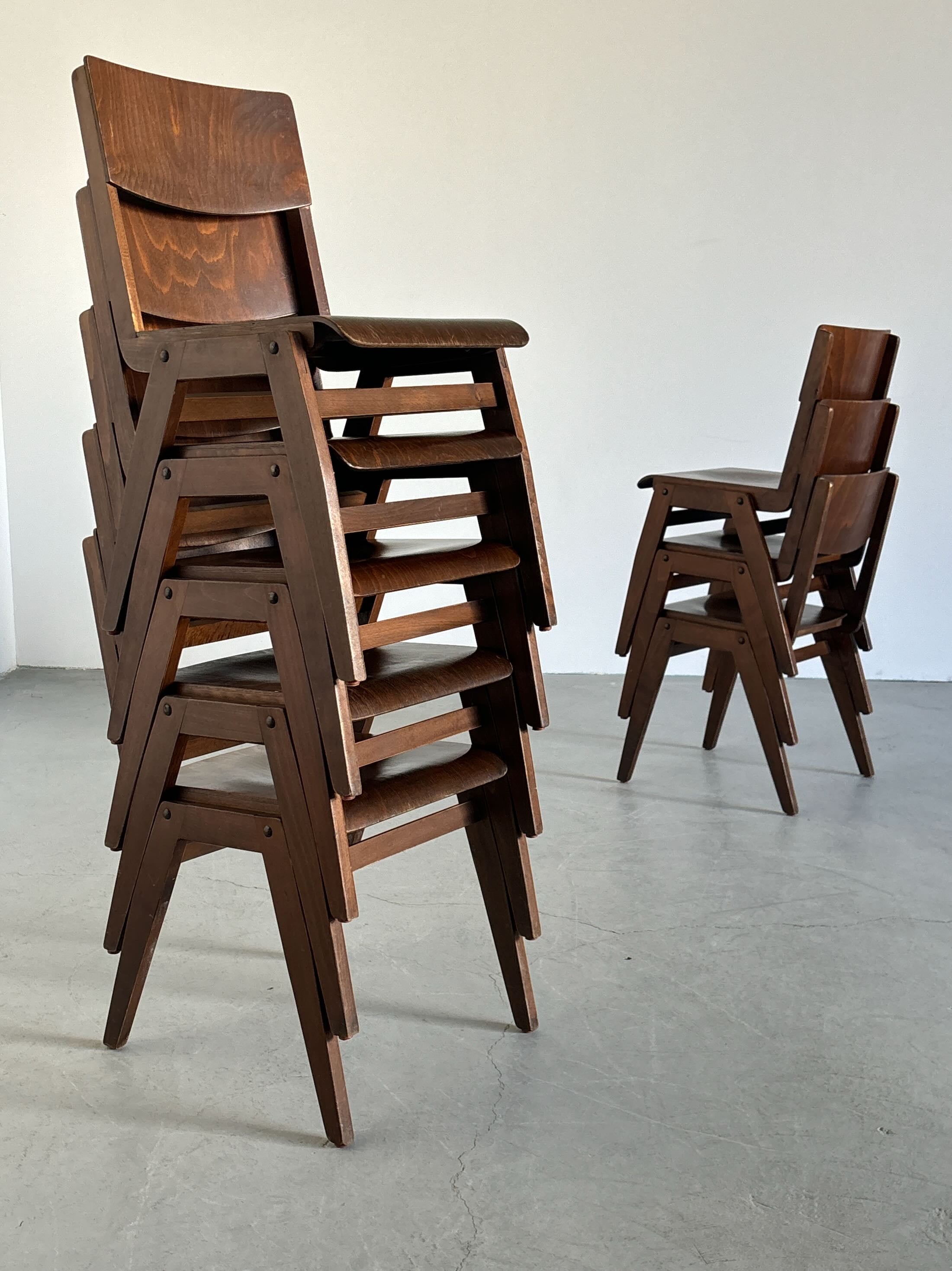Bistro or Café Chairs in Stained Beechwood