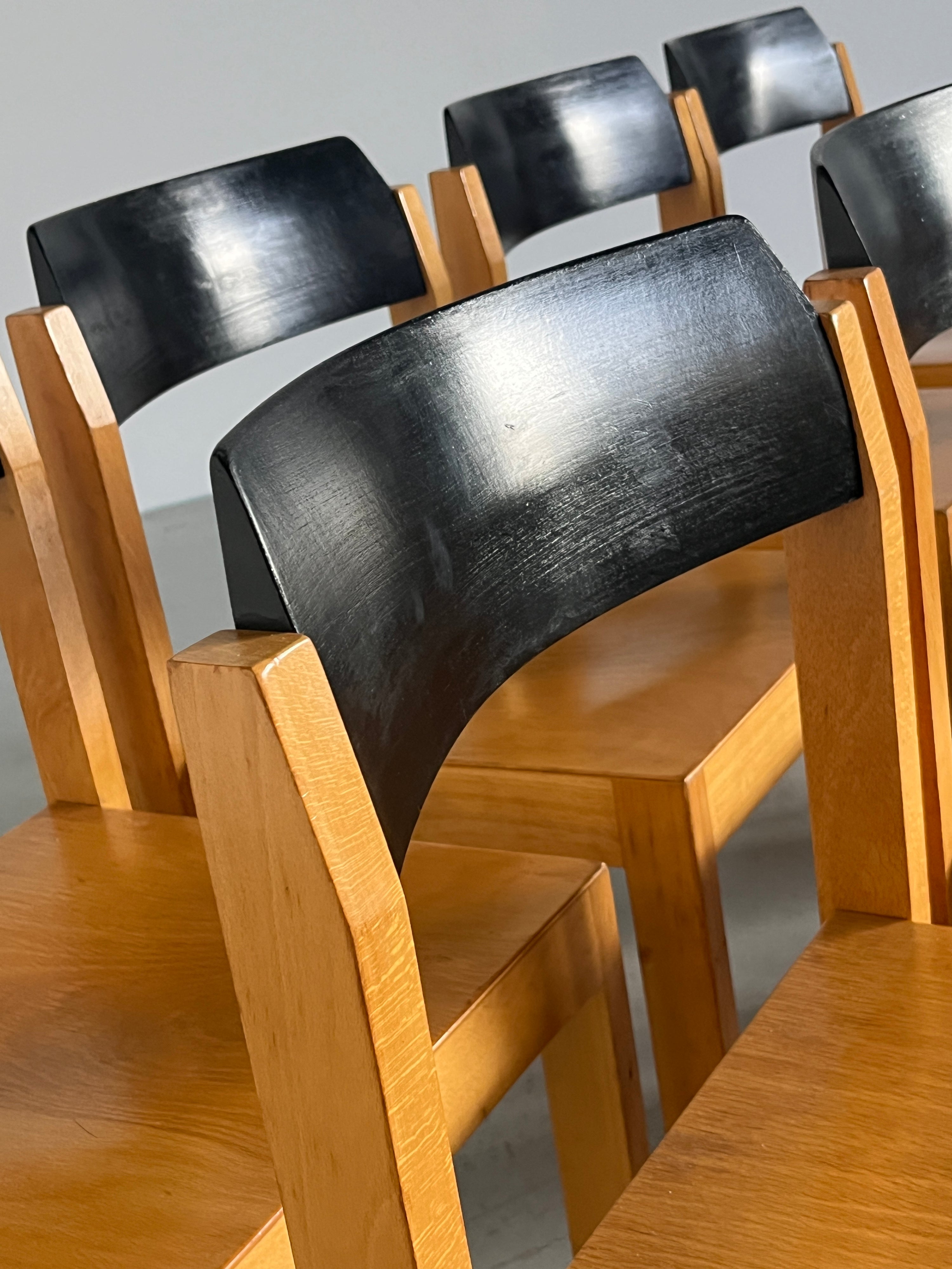 Minimalist Dining Chairs in Lacquered Beechwood