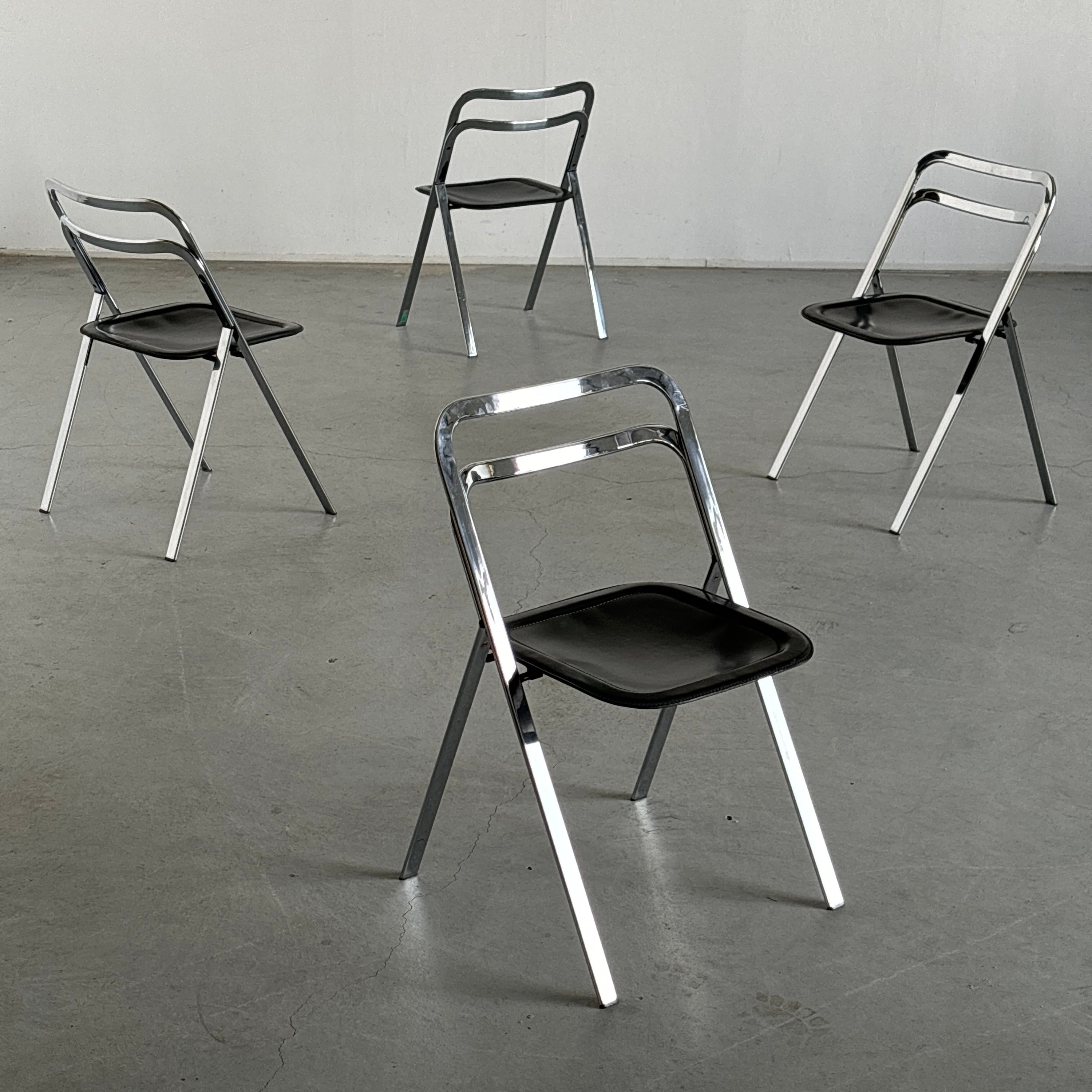 Set of 4 Clio Folding Chairs by Giorgio Cattelan for Cidue, Italy 1970s