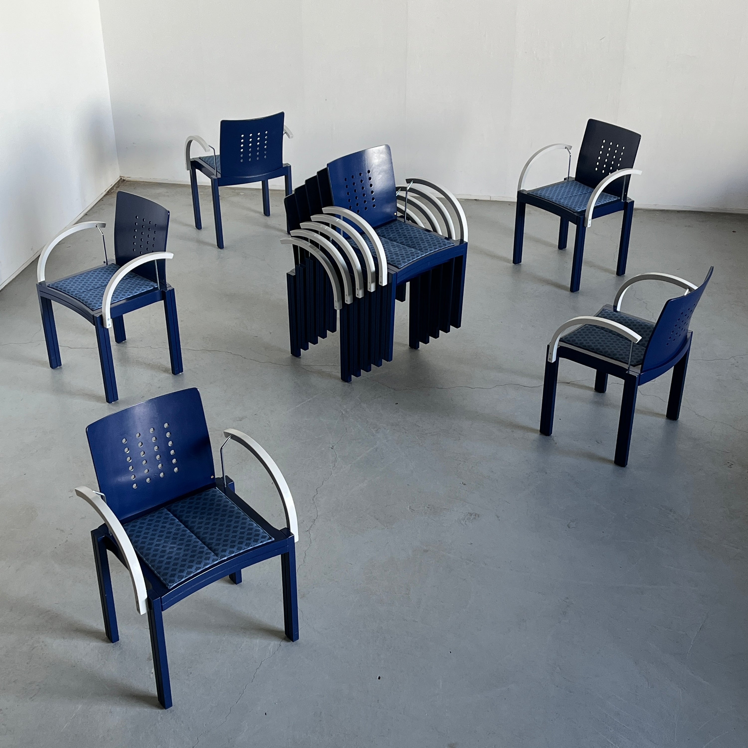 Memphis Era Thonet Vienna Sculptural Stackable Dining Chairs, 1990s Austria