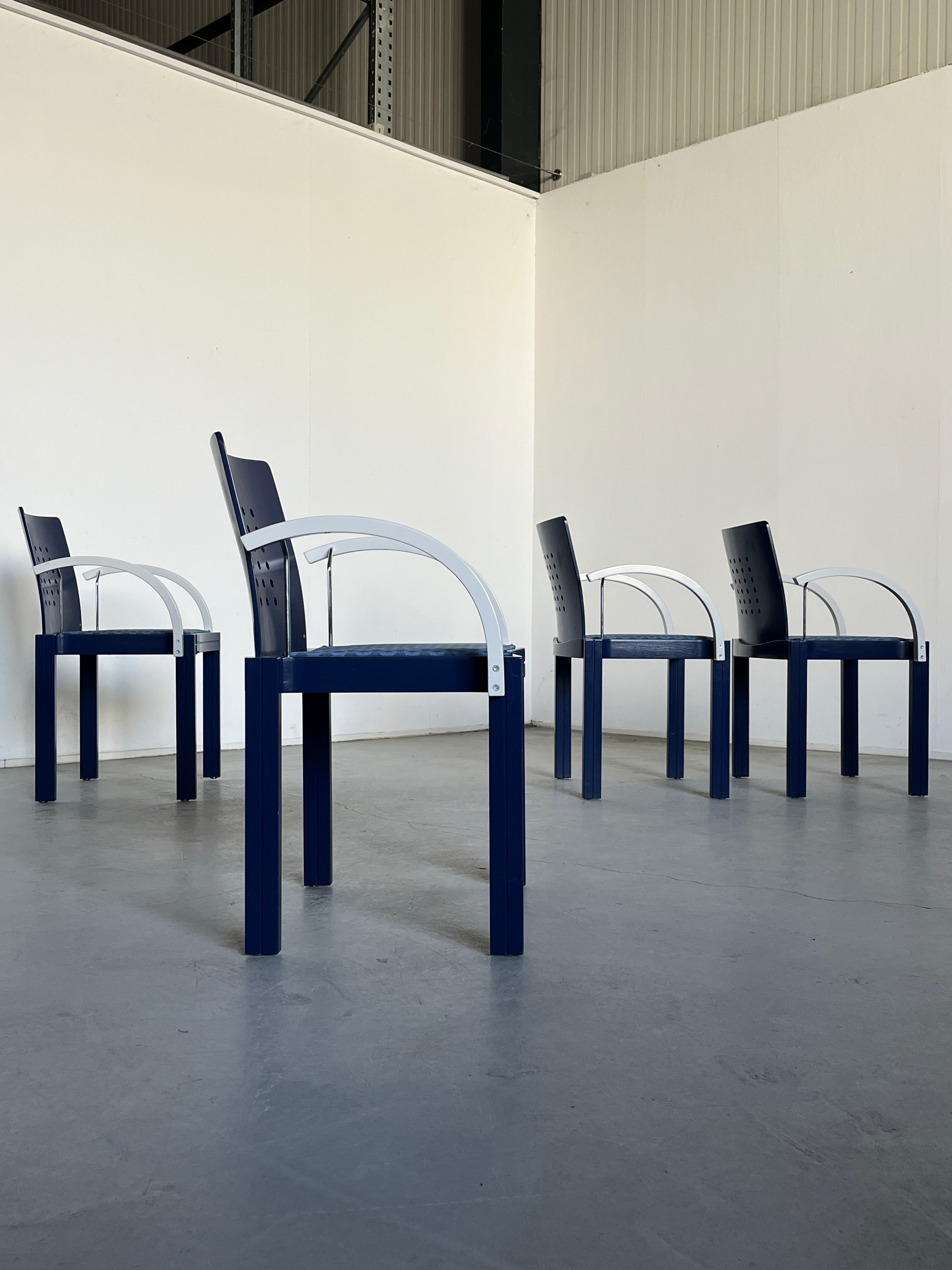 Memphis Era Thonet Vienna Sculptural Stackable Dining Chairs, 1990s Austria