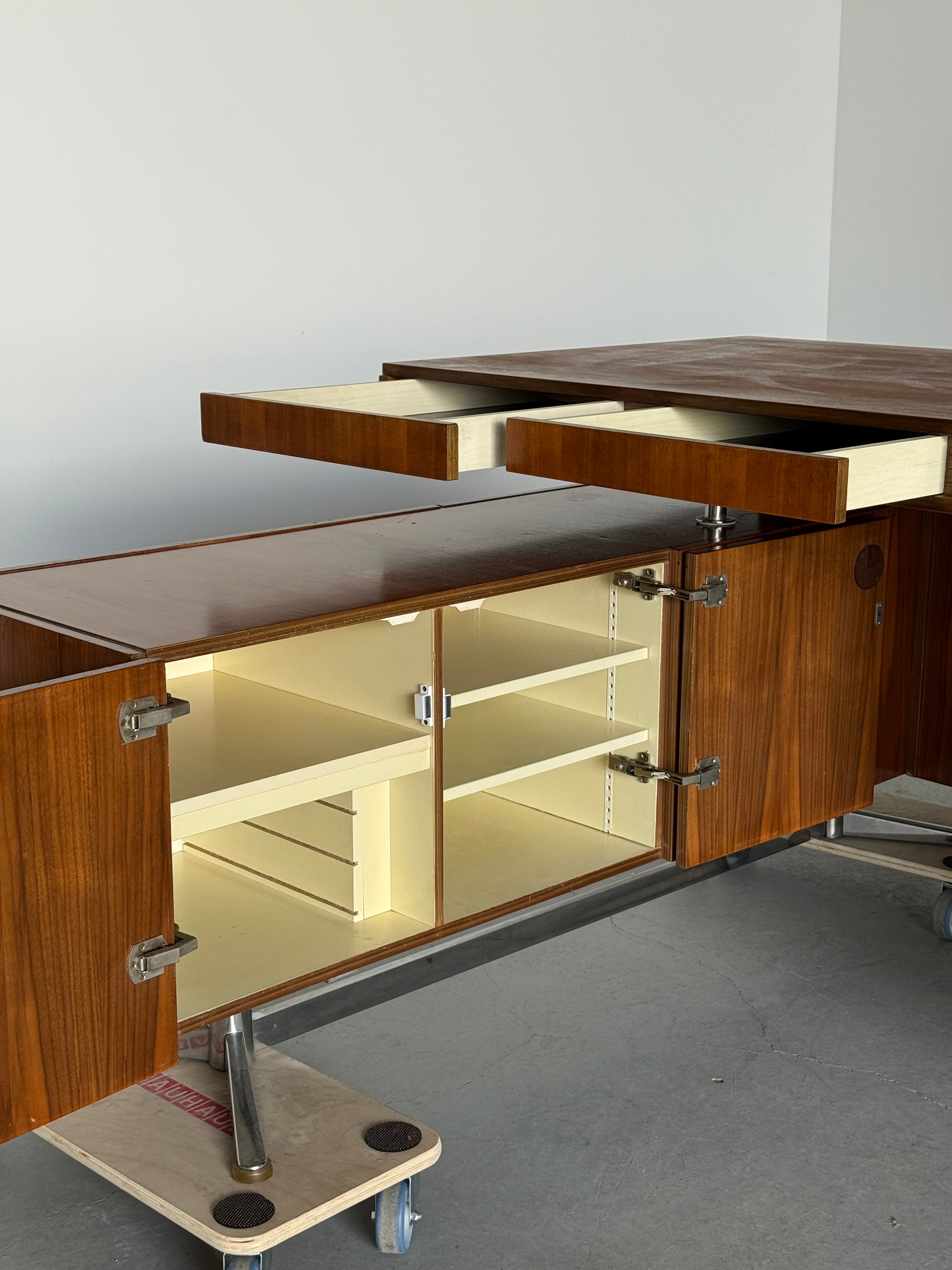 Mid-Century Executive Desk in Walnut Veneer, West Germany