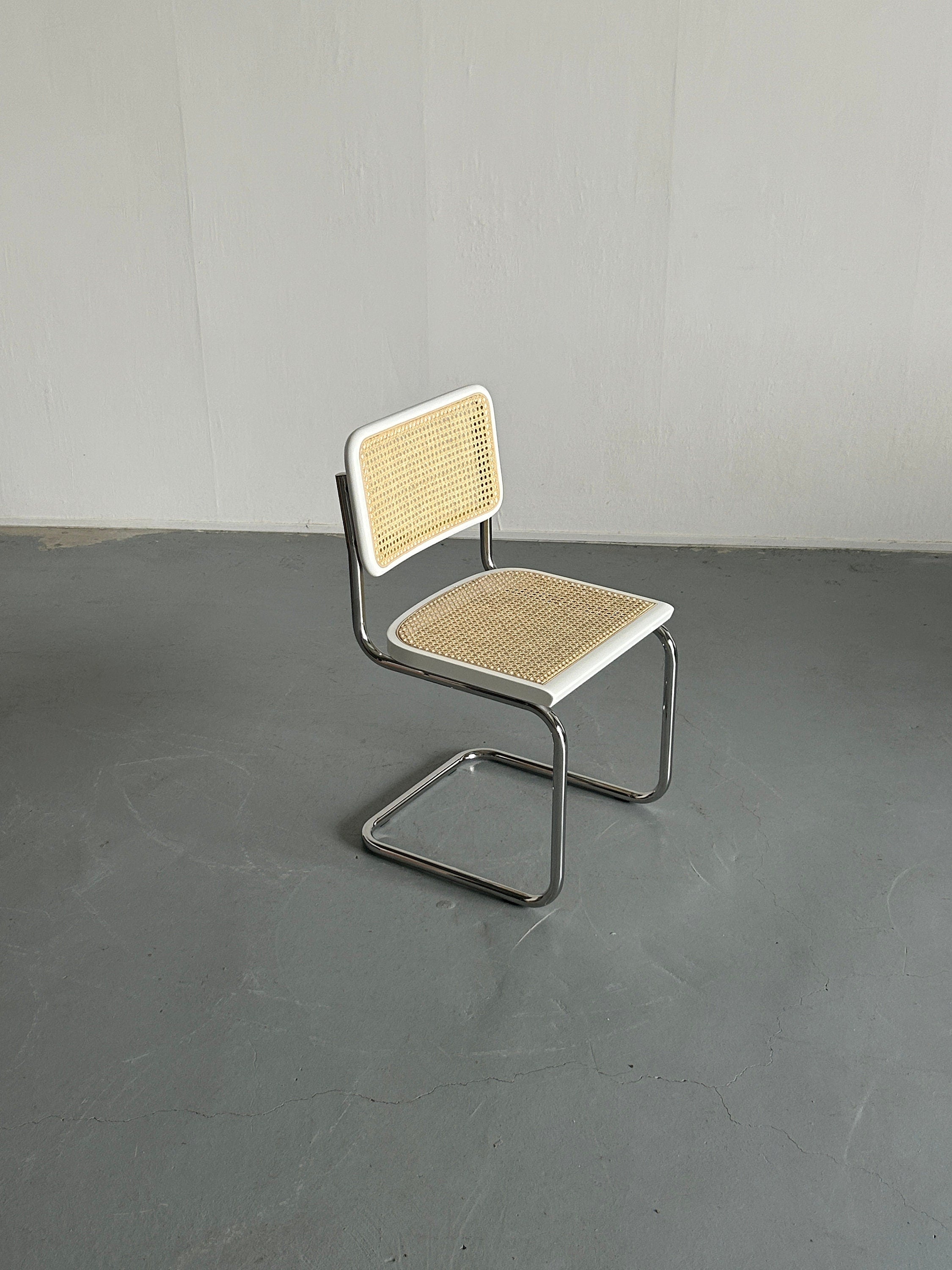 1 of 12 Vintage Cesca Mid-Century Modern Cantilever Chair / White Marcel Breuer B32 Design Chairs / Bauhaus Design / Early 2000s, Italy
