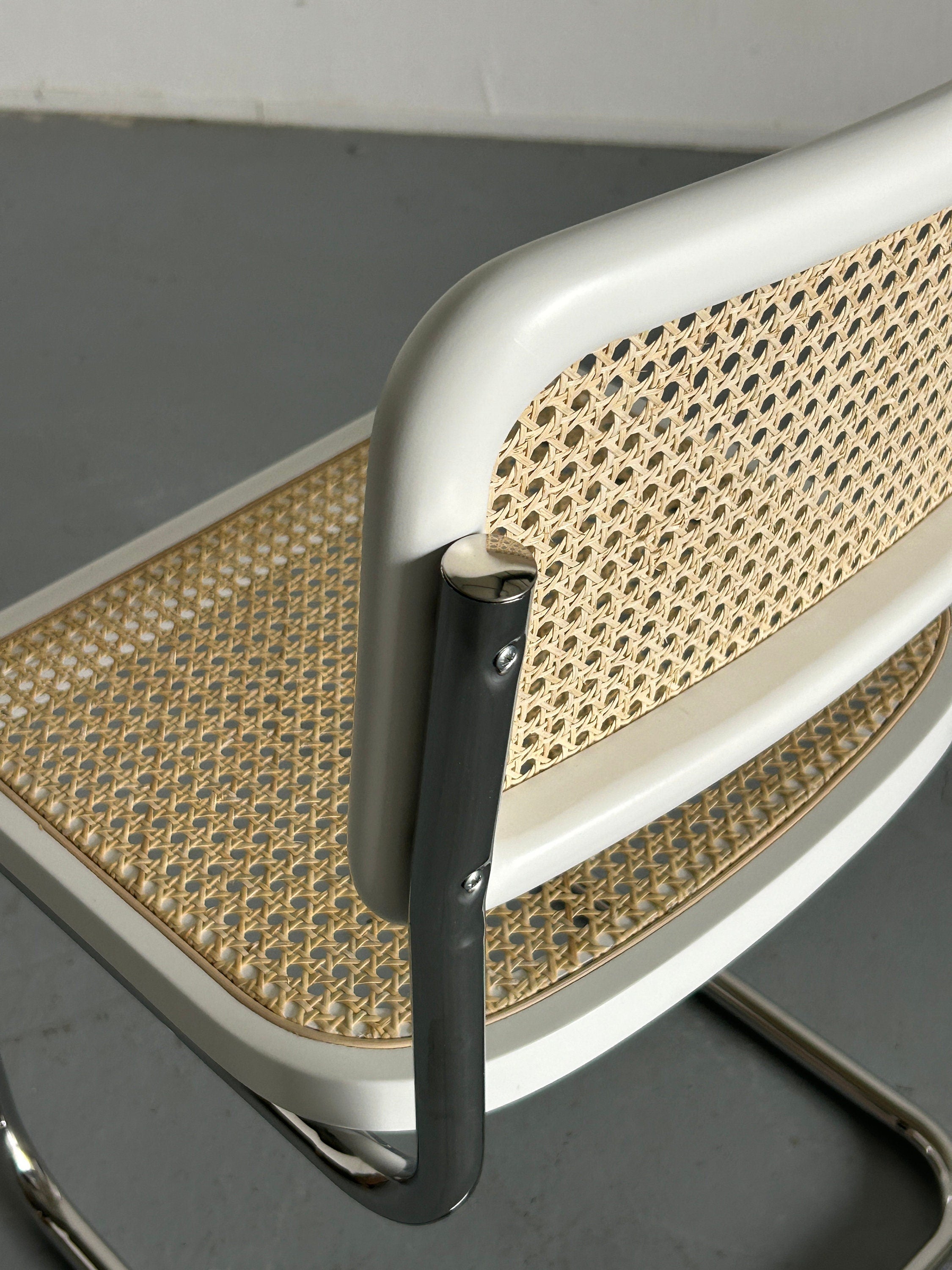 1 of 12 Vintage Cesca Mid-Century Modern Cantilever Chair / White Marcel Breuer B32 Design Chairs / Bauhaus Design / Early 2000s, Italy