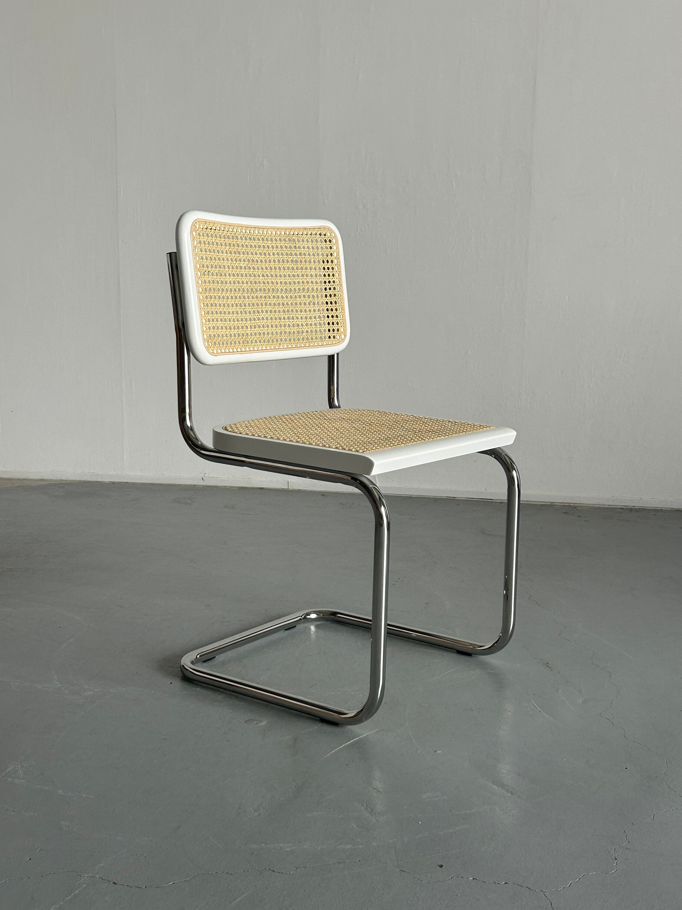 1 of 12 Vintage Cesca Mid-Century Modern Cantilever Chair / White Marcel Breuer B32 Design Chairs / Bauhaus Design / Early 2000s, Italy