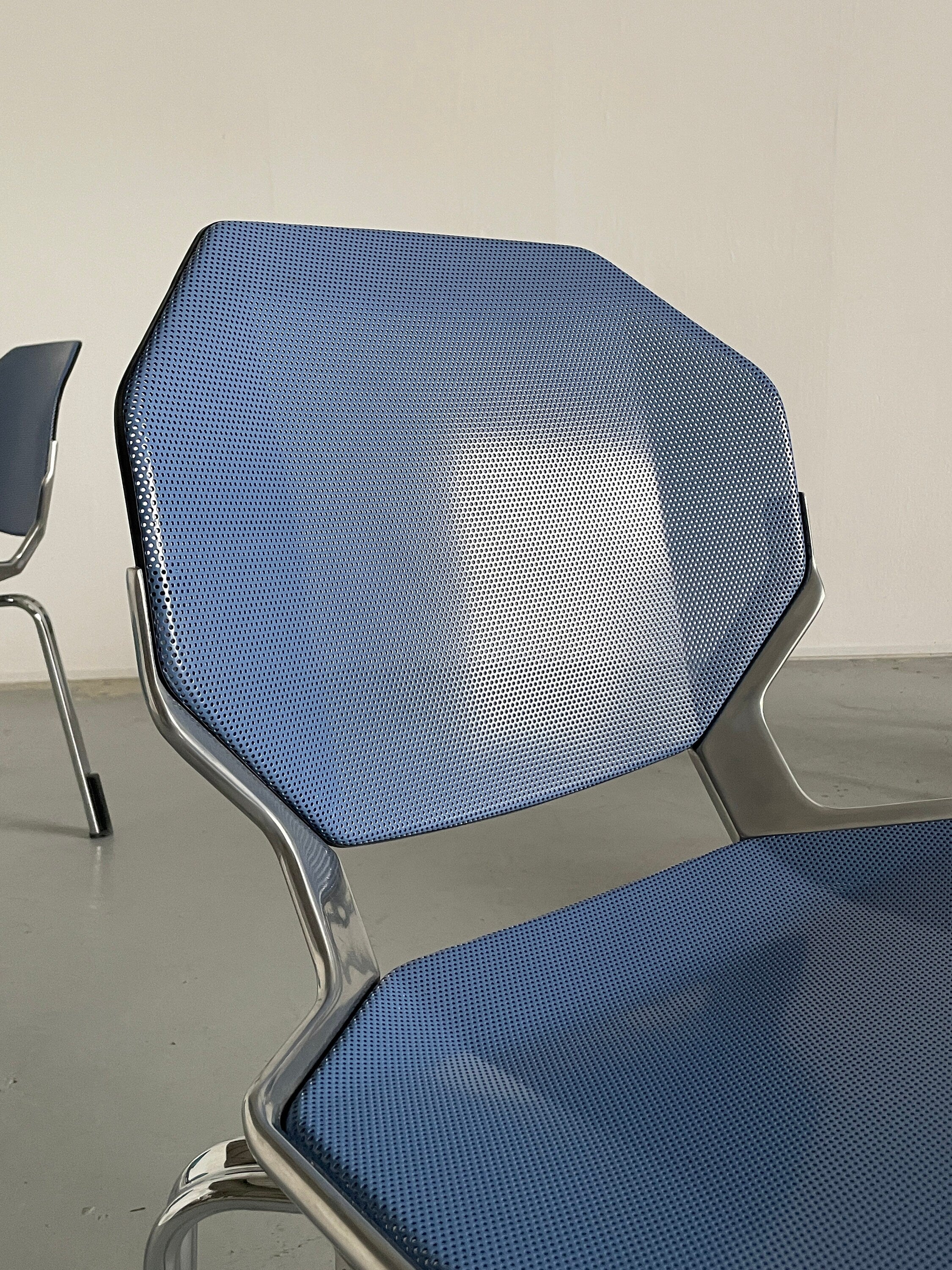 Futuristic Octagonal Metal Stackable Dining Chairs
