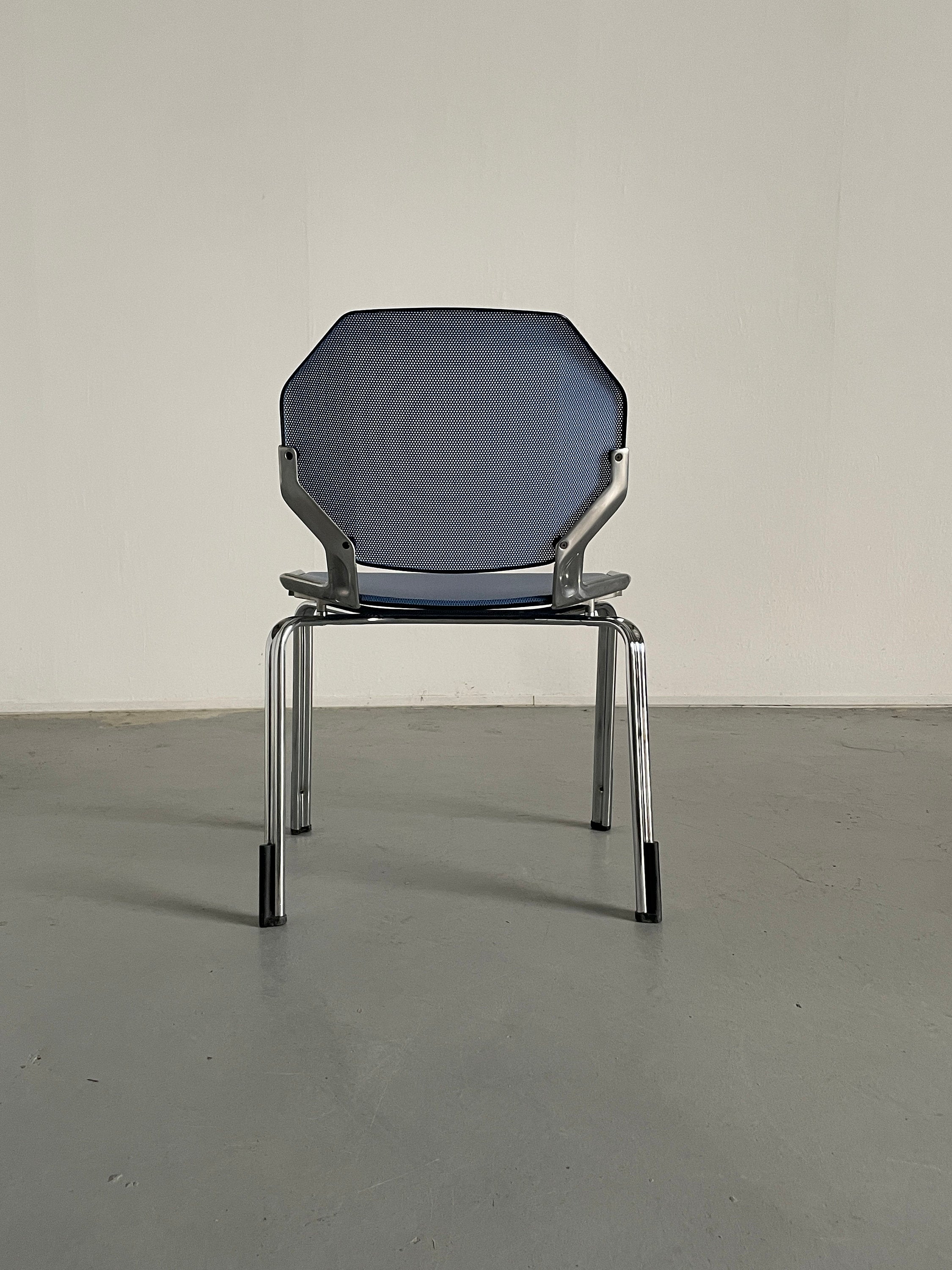 Futuristic Octagonal Metal Stackable Dining Chairs