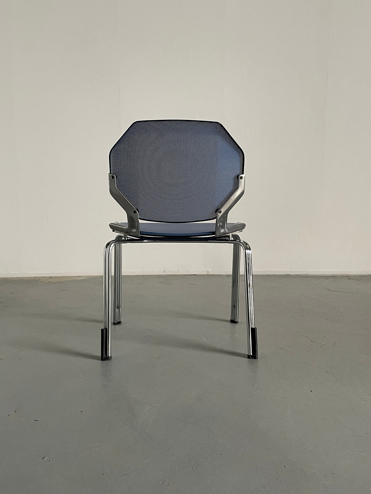 Futuristic Octagonal Metal Stackable Dining Chairs