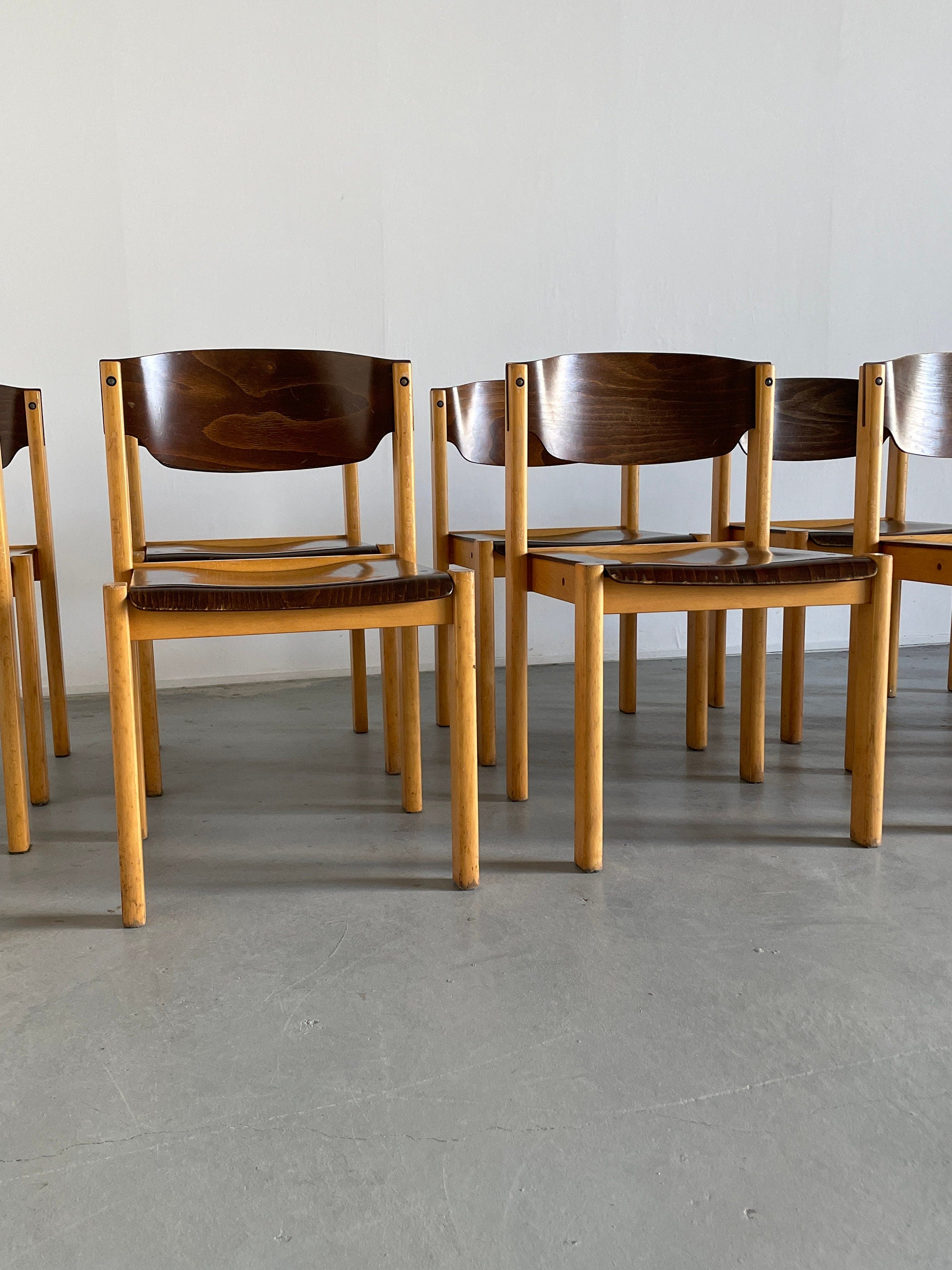 Mid-Century Modern Stackable Beechwood Chairs, 1970s