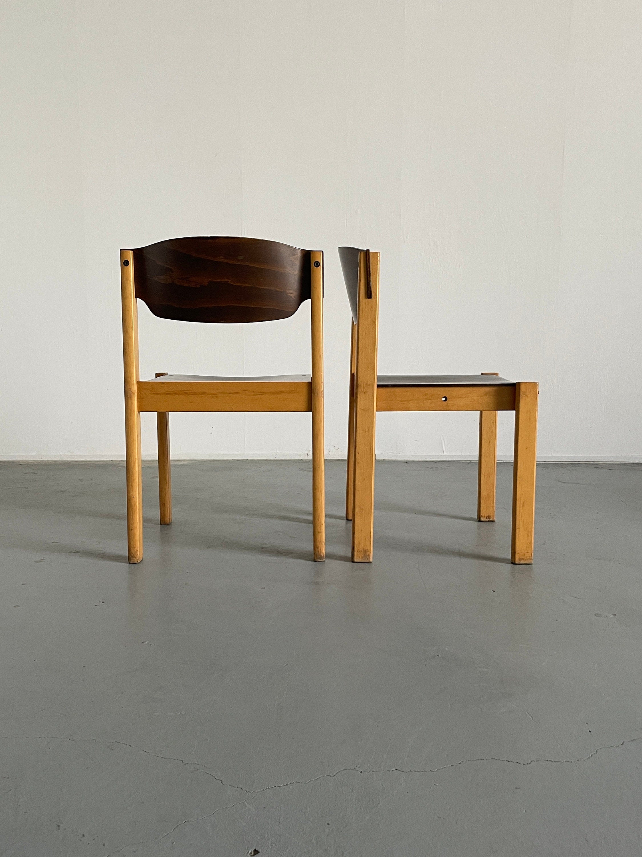 Mid-Century Modern Stackable Beechwood Chairs, 1970s