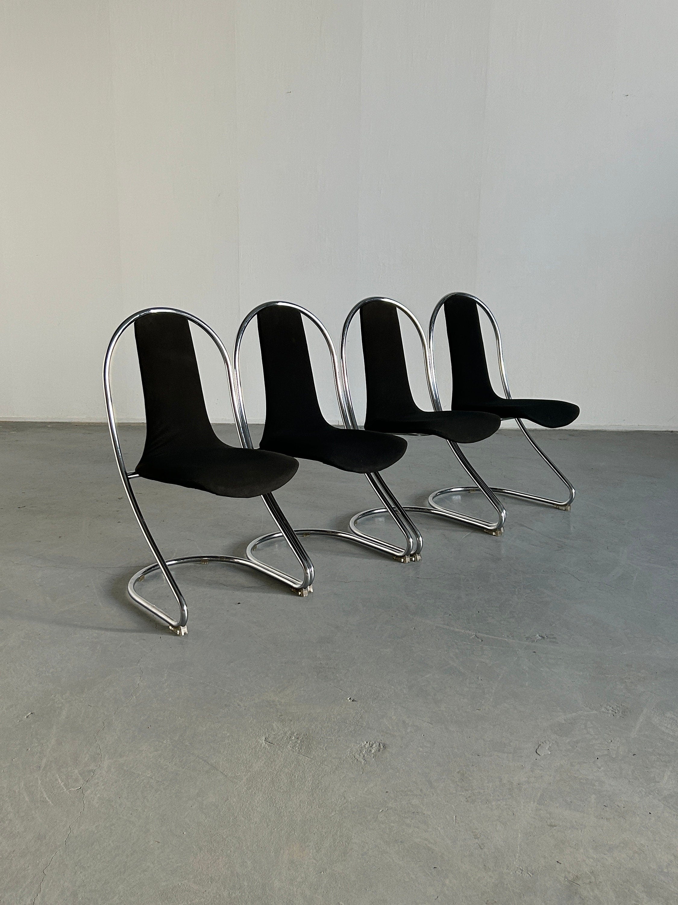 Space Age Chairs in Style of Willy Rizzo for Cidue, 1980s Italy