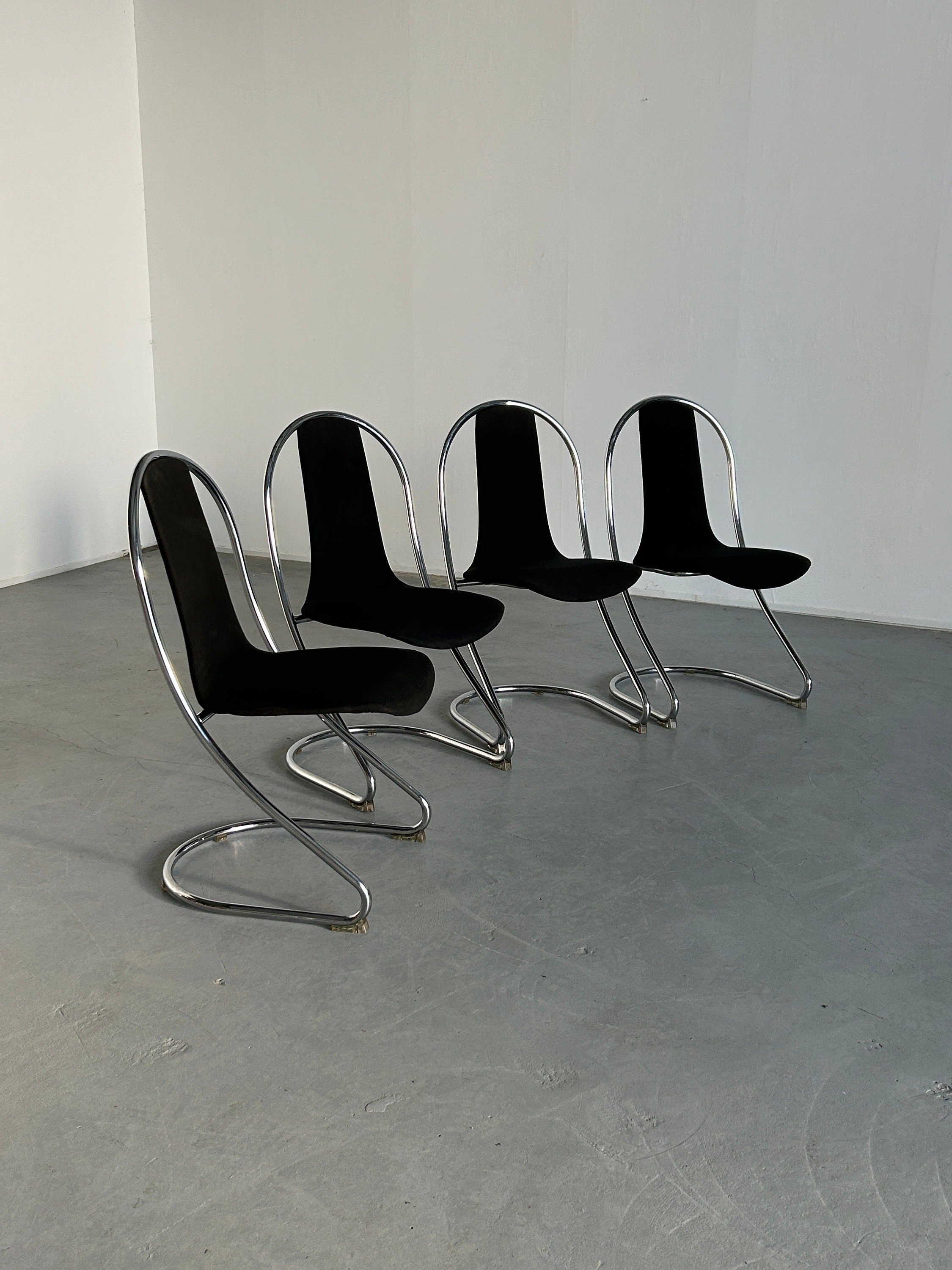 Space Age Chairs in Style of Willy Rizzo for Cidue, 1980s Italy