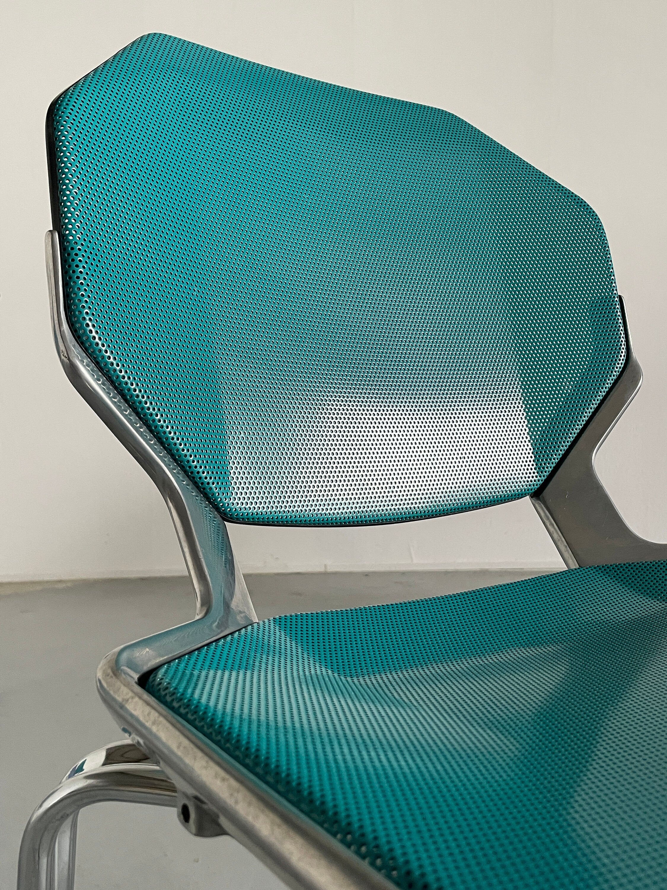 Futuristic Octagonal Metal Stackable Dining Chairs