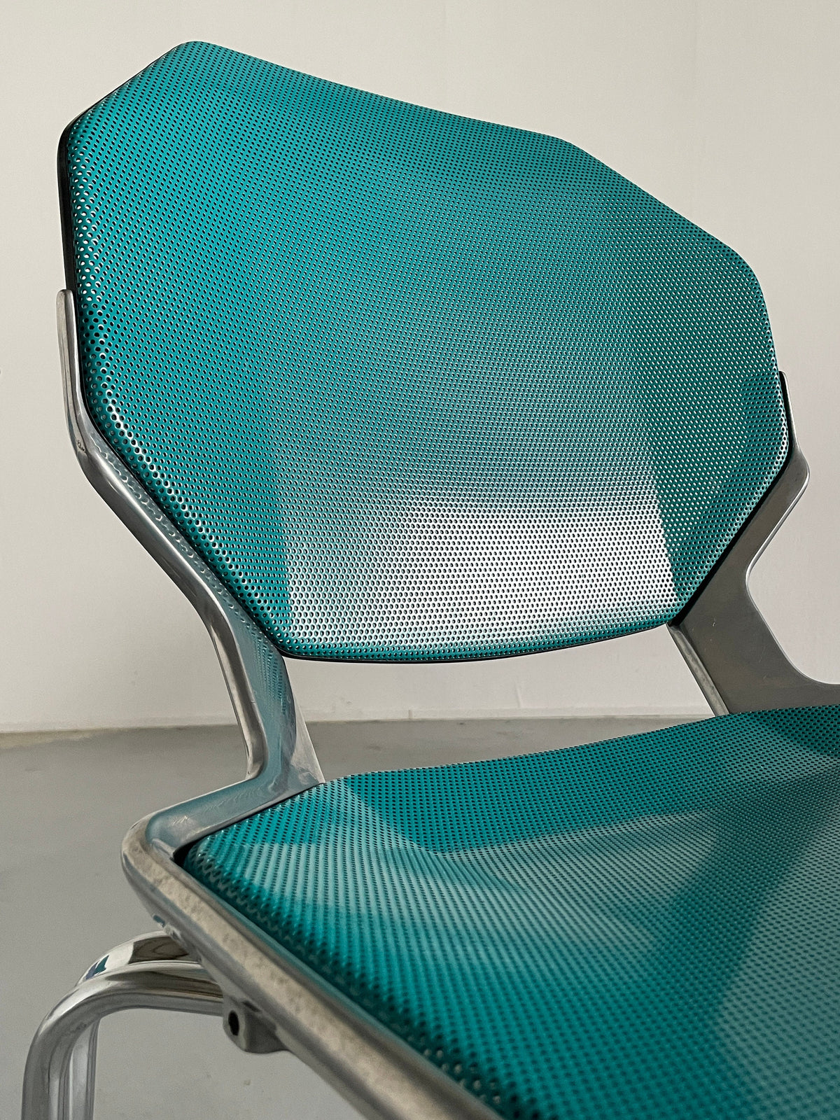 Futuristic Octagonal Metal Stackable Dining Chairs