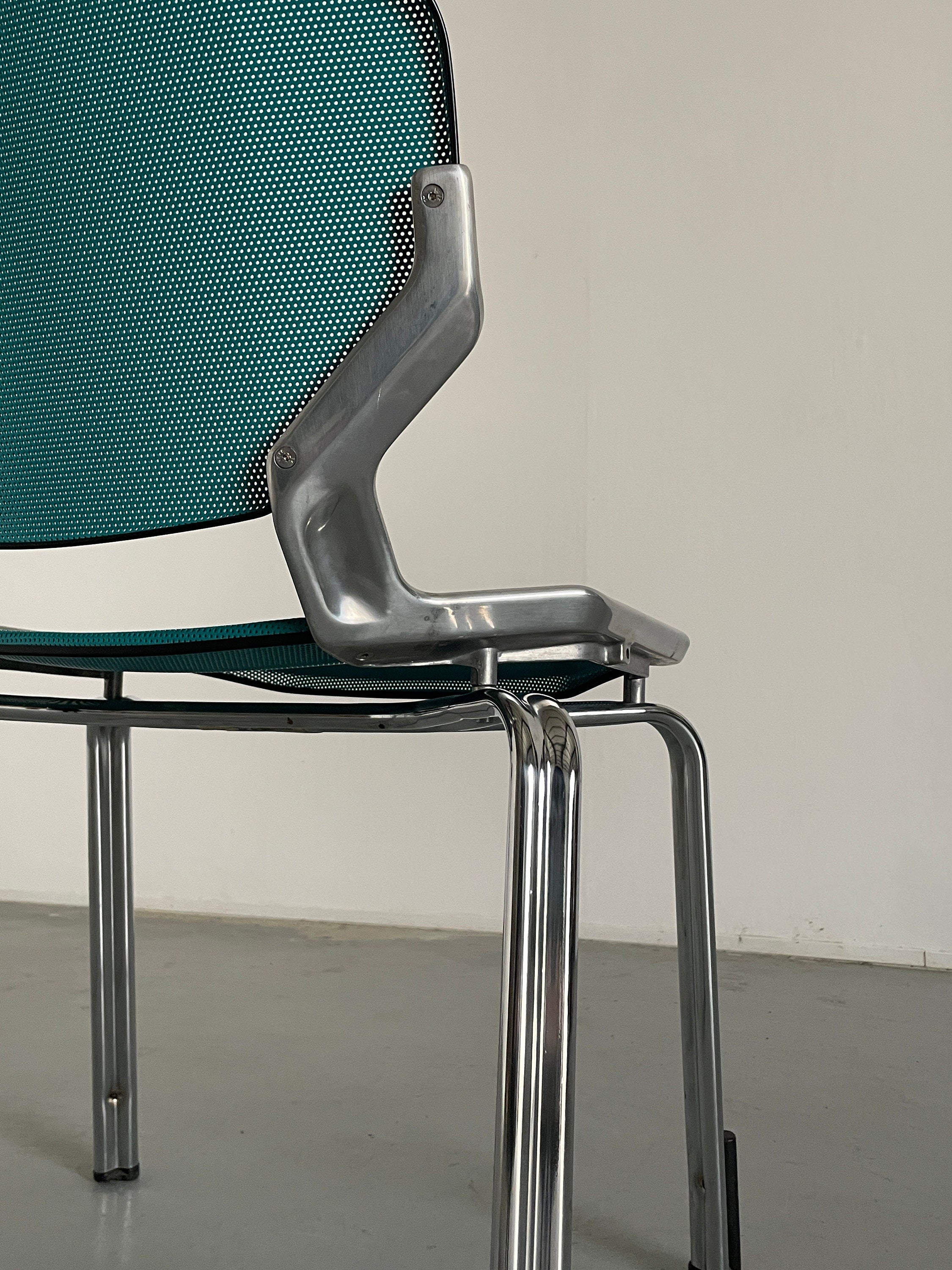 Futuristic Octagonal Metal Stackable Dining Chairs