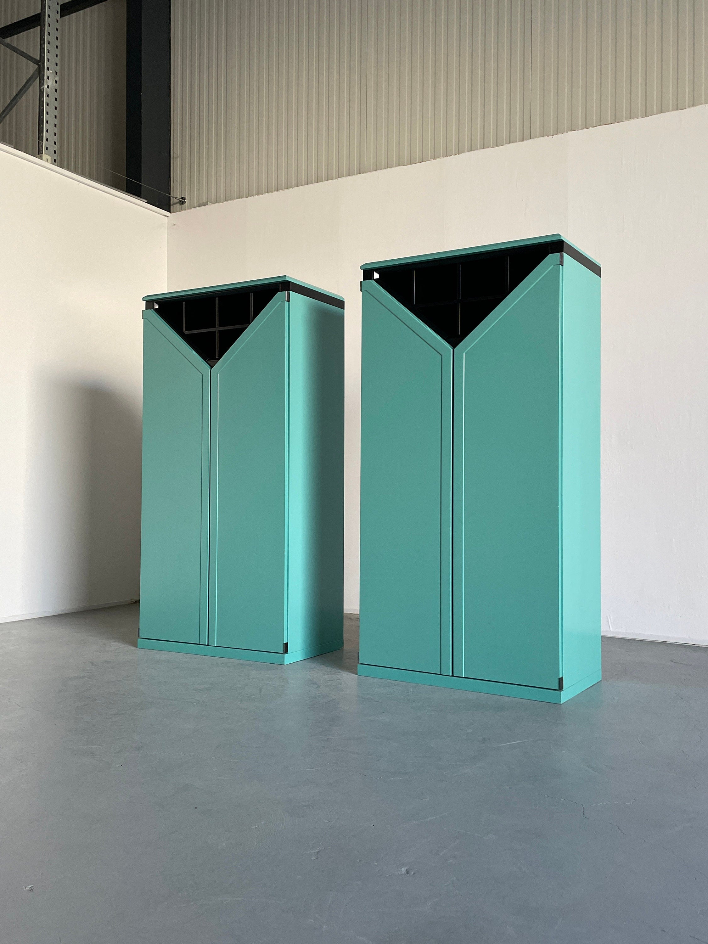 Memphis Style Mint Green Bar Cabinets by KAPO Mobelwerkstatten, 1980s Austria